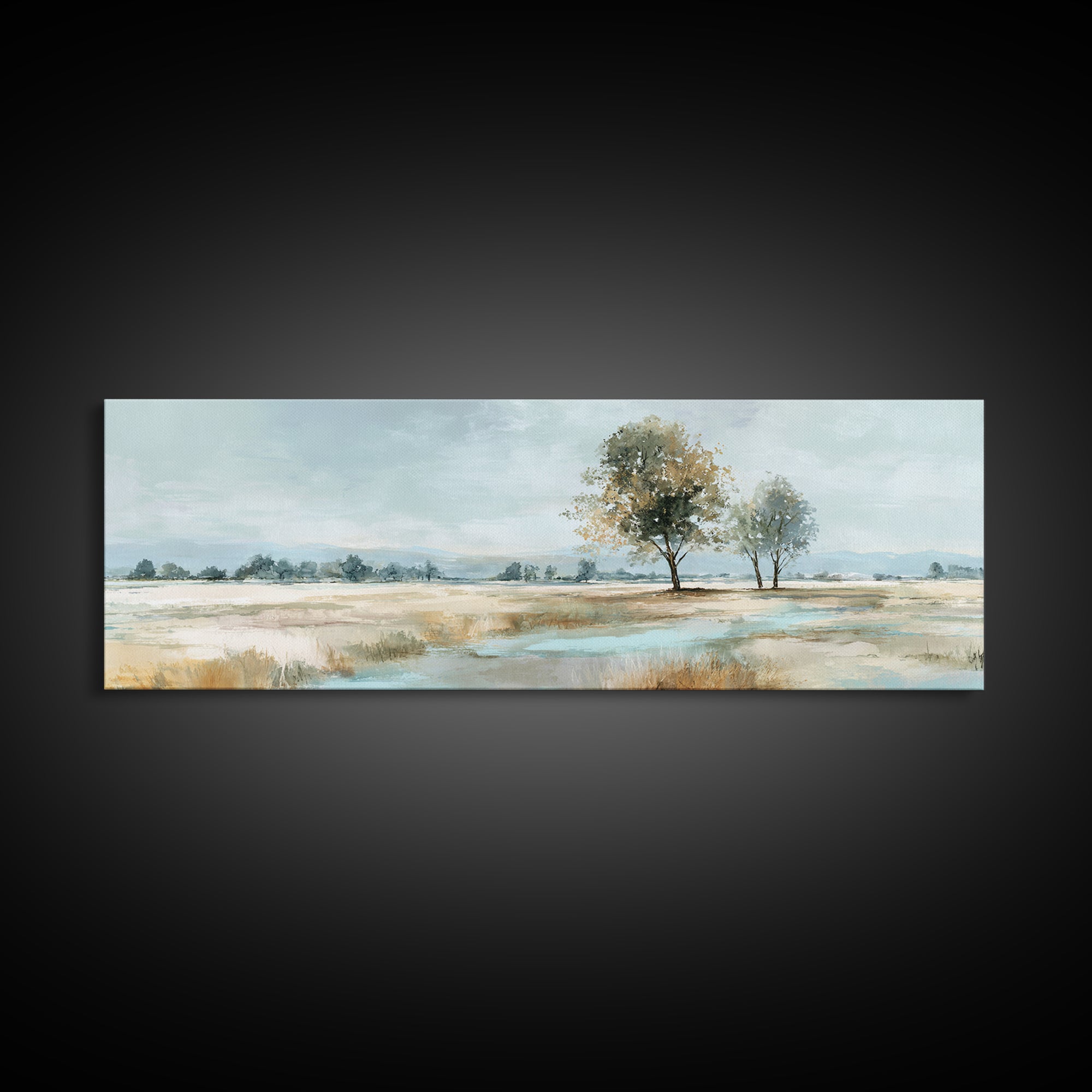 Open Field with Distant Tree Framed Canvas Print, Waiting Room Art, Dental Art, Waiting Room Decor, Fine Art, Calm, WRA-3x1-15