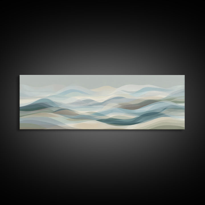 Soft Abstract Waves Framed Canvas Print, Waiting Room Art, Printable Art, Waiting Room Decor, Abstract Art, Calm, WRA-3x1-18