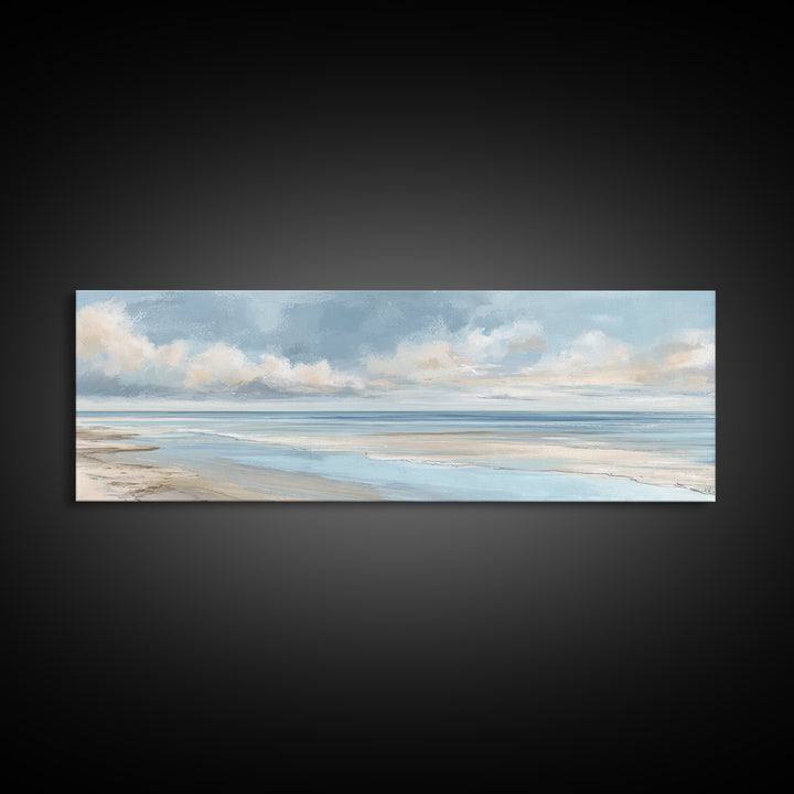 Coastal Horizon with Pale Sand and Water Canvas Print, Waiting Room Art, Landscape, Waiting Room Decor, Fine Art, Calm, WRA-3x1-25