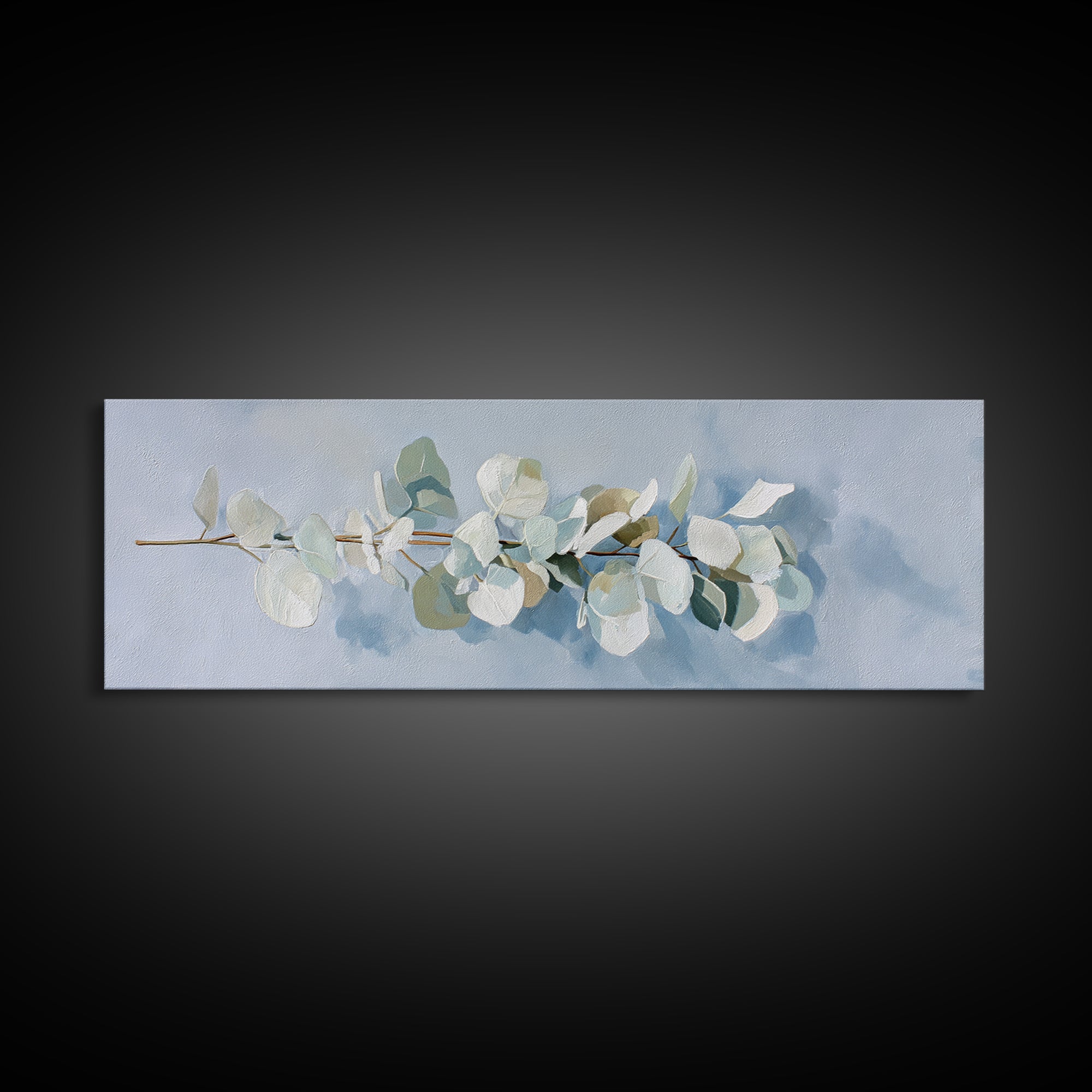Clean Eucalyptus Leaf Study Canvas Print, Waiting Room Art, Minimalist Wall Art, Waiting Room Decor, Oil Painting, Calm, WRA-3x1-33