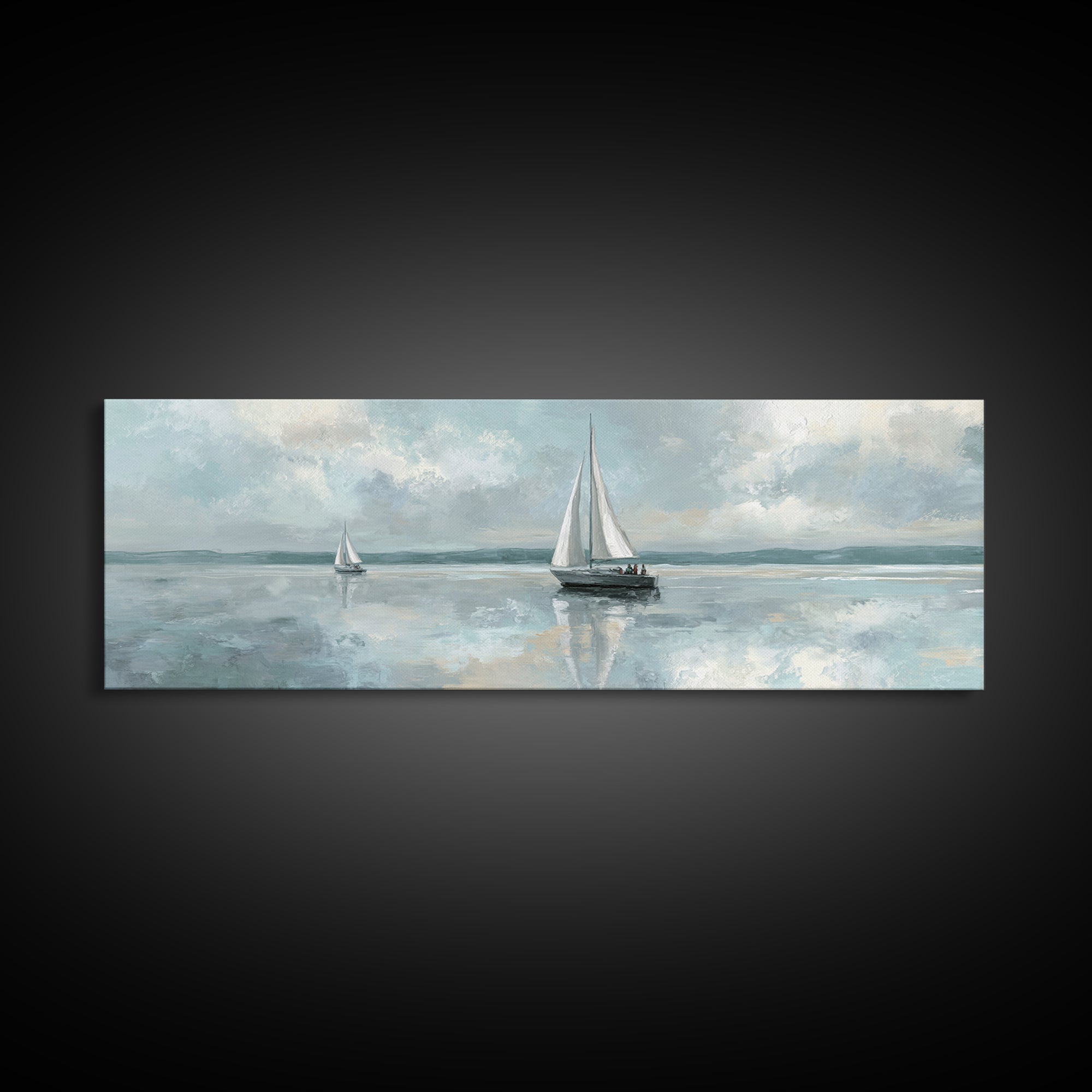 Quiet Sailboat on Calm Water Canvas Print, Waiting Room Art, Art Print, Waiting Room Decor, Fine Art, Calm, Abstract Art, WRA-3x1-35