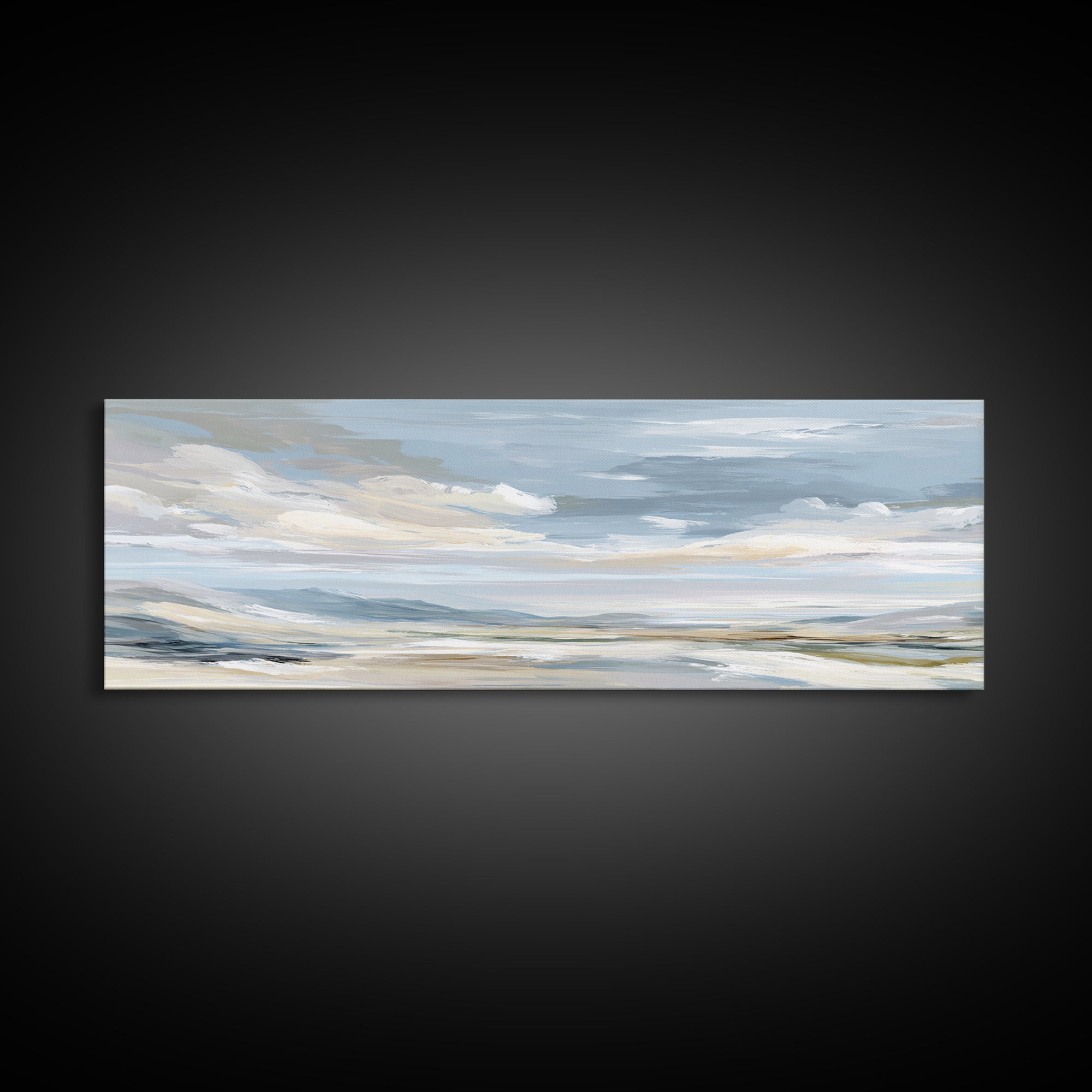 Calming Landscape with Open Sky and Gentle Canvas Print, Waiting Room Art, Dog Wall Art, Waiting Room Decor, Watercolor Art, WRA-3x1-41