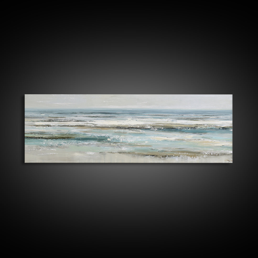 Coastal Horizon with Pale Sand and Water Canvas Print, Waiting Room Art, Landscape, Waiting Room Decor, Fine Art, Calm, WRA-3x1-49