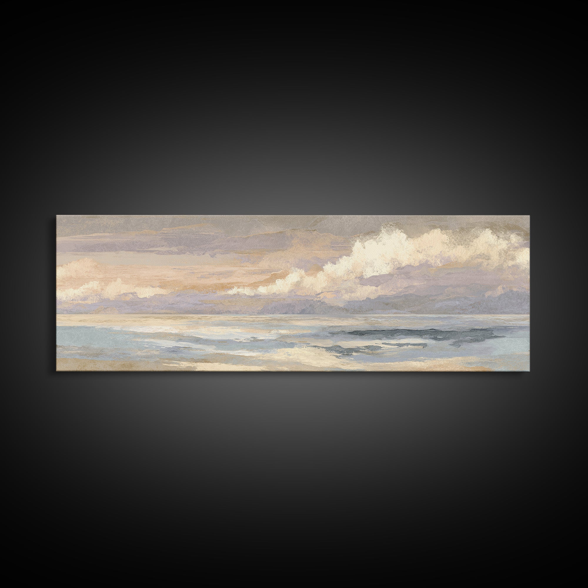 Warm Desert Sunrise Framed Canvas Print, Waiting Room Art, Abstract, Waiting Room Decor, Oil Painting, Calm, Modern Decor, WRA-3x1-53