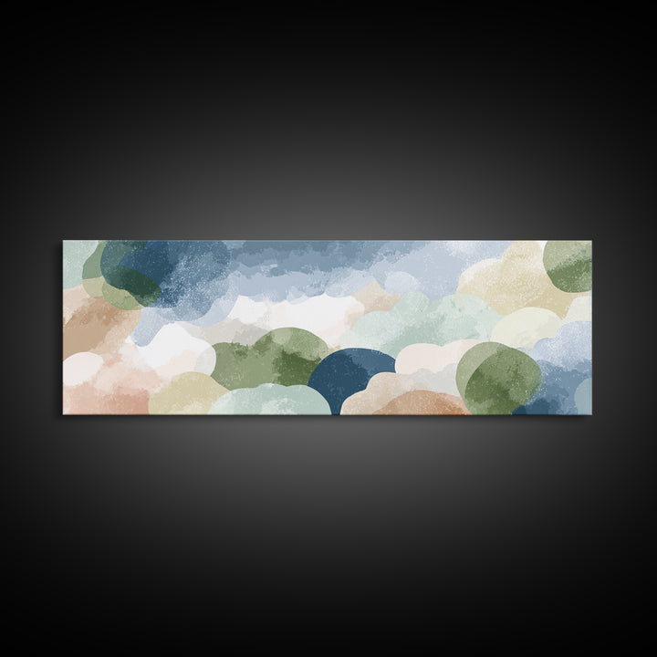 Pastel Rainbow Shapes for Pediatric Spaces Framed Canvas Print, Waiting Room Art, Floral Wall Art, Waiting Room Decor, Calm, WRA-3x1-58