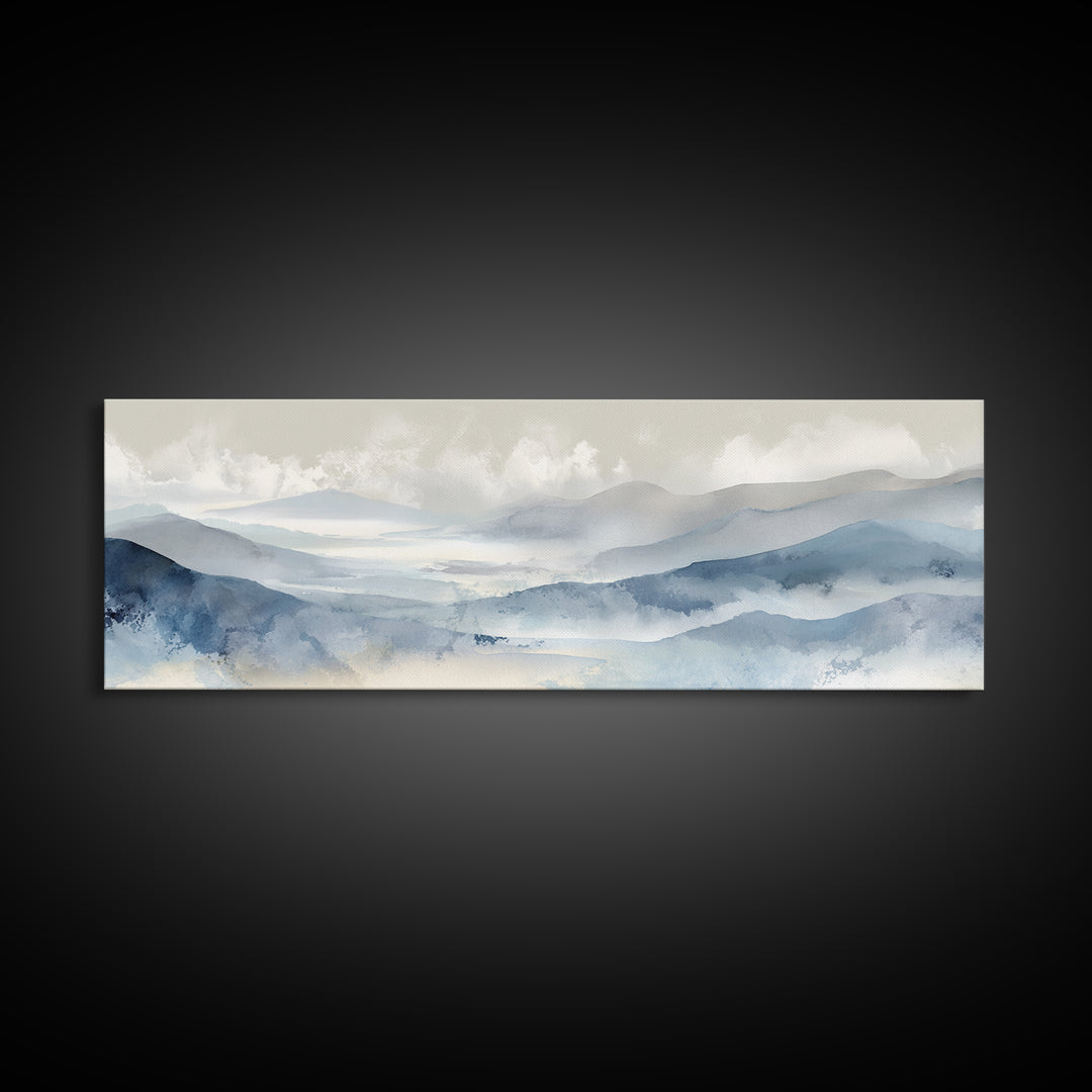 Simple Mountain Layers Canvas Print, Waiting Room Art, Digital Art Print, Waiting Room Decor, Watercolor Art, Calm, WRA-3x1-6