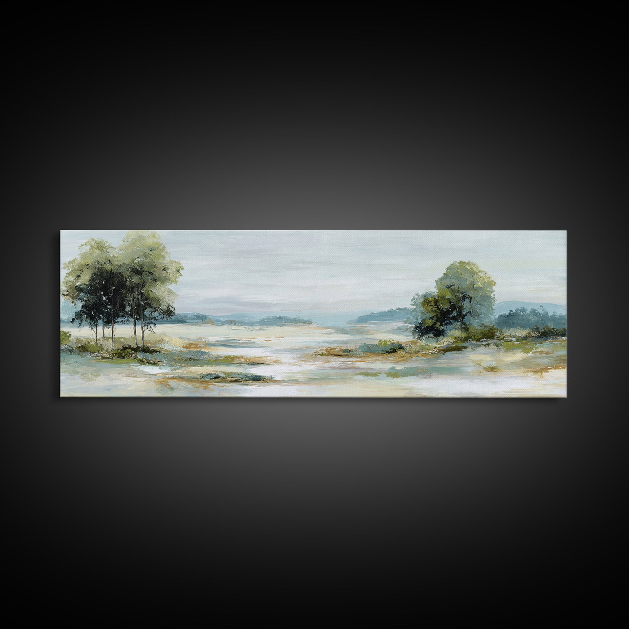 Open Field with Distant Tree Framed Canvas Print, Waiting Room Art, Room Decor, Waiting Room Decor, Calm, Bedroom Decor, WRA-3x1-63