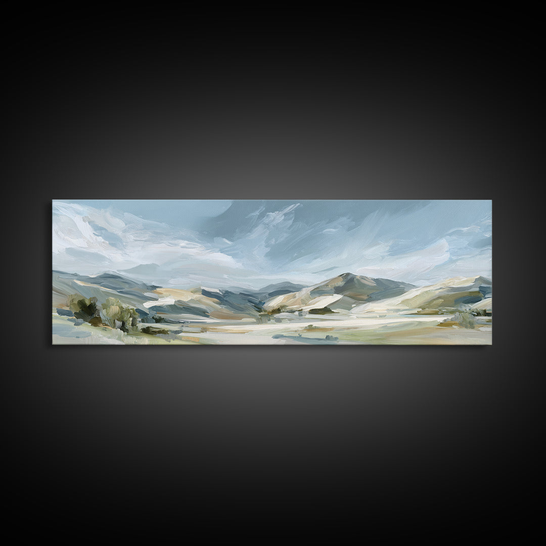 Calming Landscape with Open Sky and Gentle Canvas Print, Waiting Room Art, Dog Wall Art, Waiting Room Decor, Watercolor Art, WRA-3x1-65