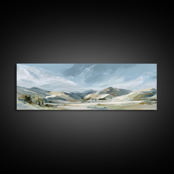 Calming Landscape with Open Sky and Gentle Canvas Print, Waiting Room Art, Dog Wall Art, Waiting Room Decor, Watercolor Art, WRA-3x1-65