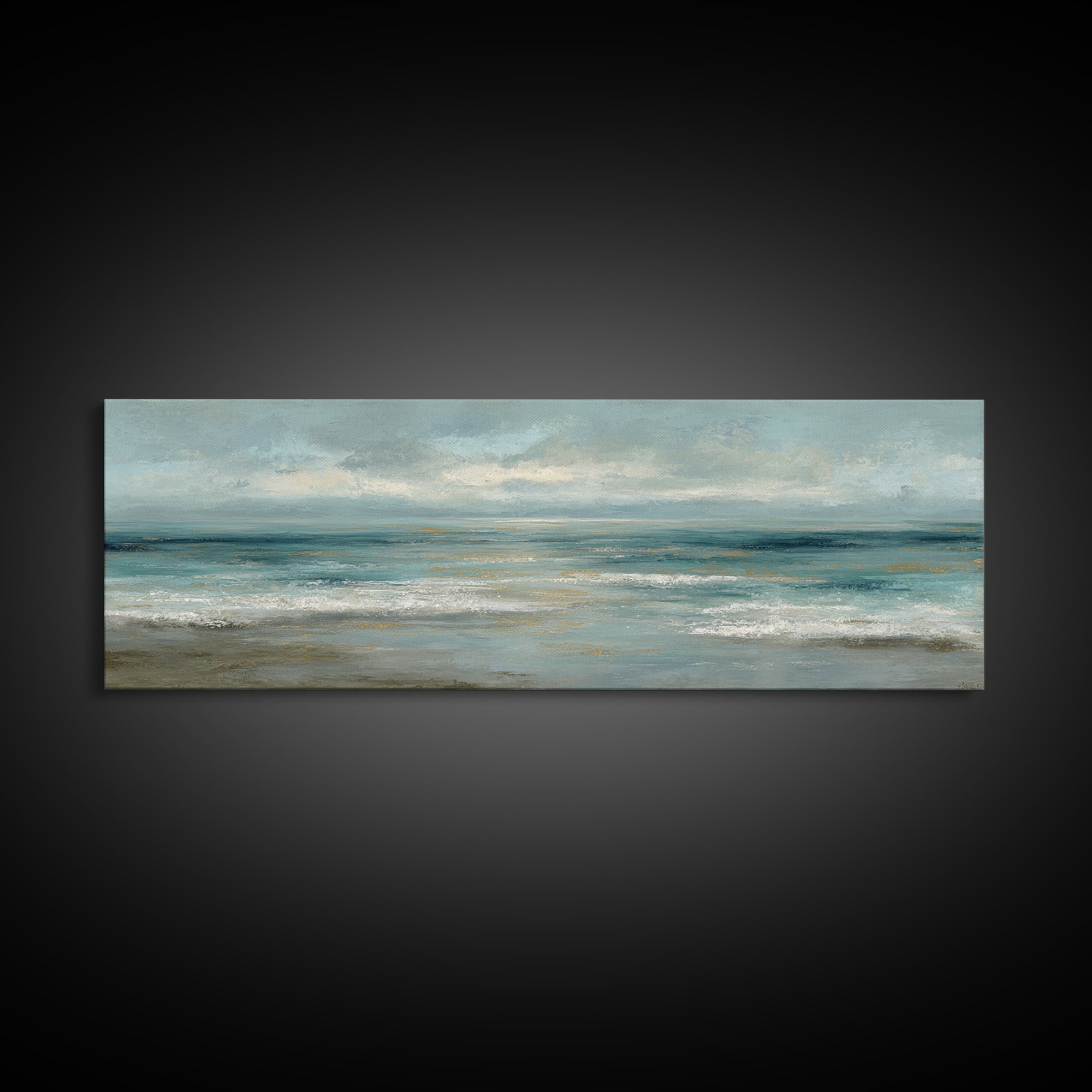 Coastal Horizon with Pale Sand and Water Framed Canvas Print, Waiting Room Art, Minimalist Art, Waiting Room Decor, WRA-3x1-73
