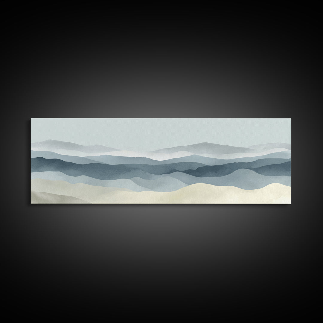 Simple Mountain Layers Canvas Print, Waiting Room Art, Art, Waiting Room Decor, Oil Painting, Calm, Bauhaus Print, WRA-3x1-78