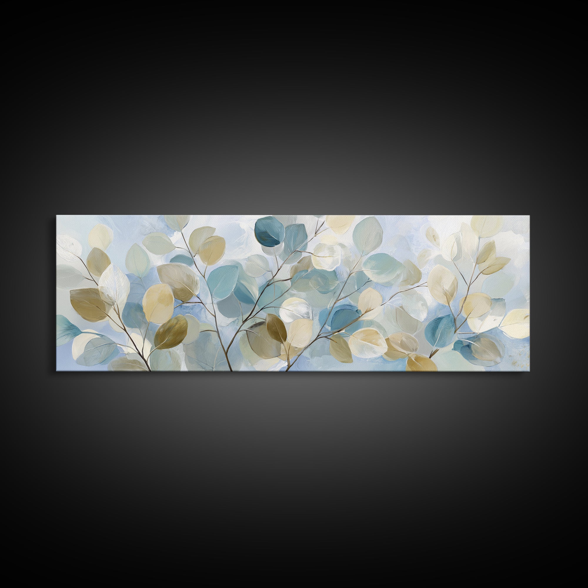 Clean Eucalyptus Leaf Study Framed Canvas Print, Waiting Room Art, Digital Art Print, Waiting Room Decor, Watercolor Art, Calm, WRA-3x1-81
