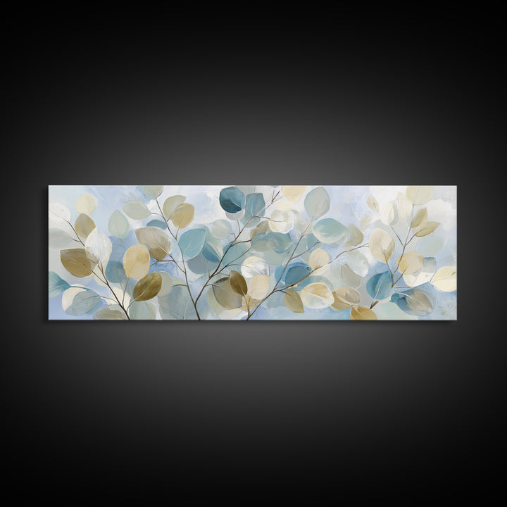 Clean Eucalyptus Leaf Study Framed Canvas Print, Waiting Room Art, Digital Art Print, Waiting Room Decor, Watercolor Art, Calm, WRA-3x1-81
