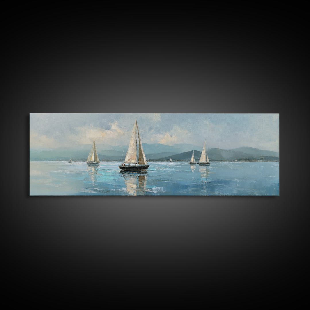 Quiet Sailboat on Calm Water Canvas Print, Waiting Room Art, Original Art, Waiting Room Decor, Fine Art, Calm, Office Art, WRA-3x1-83