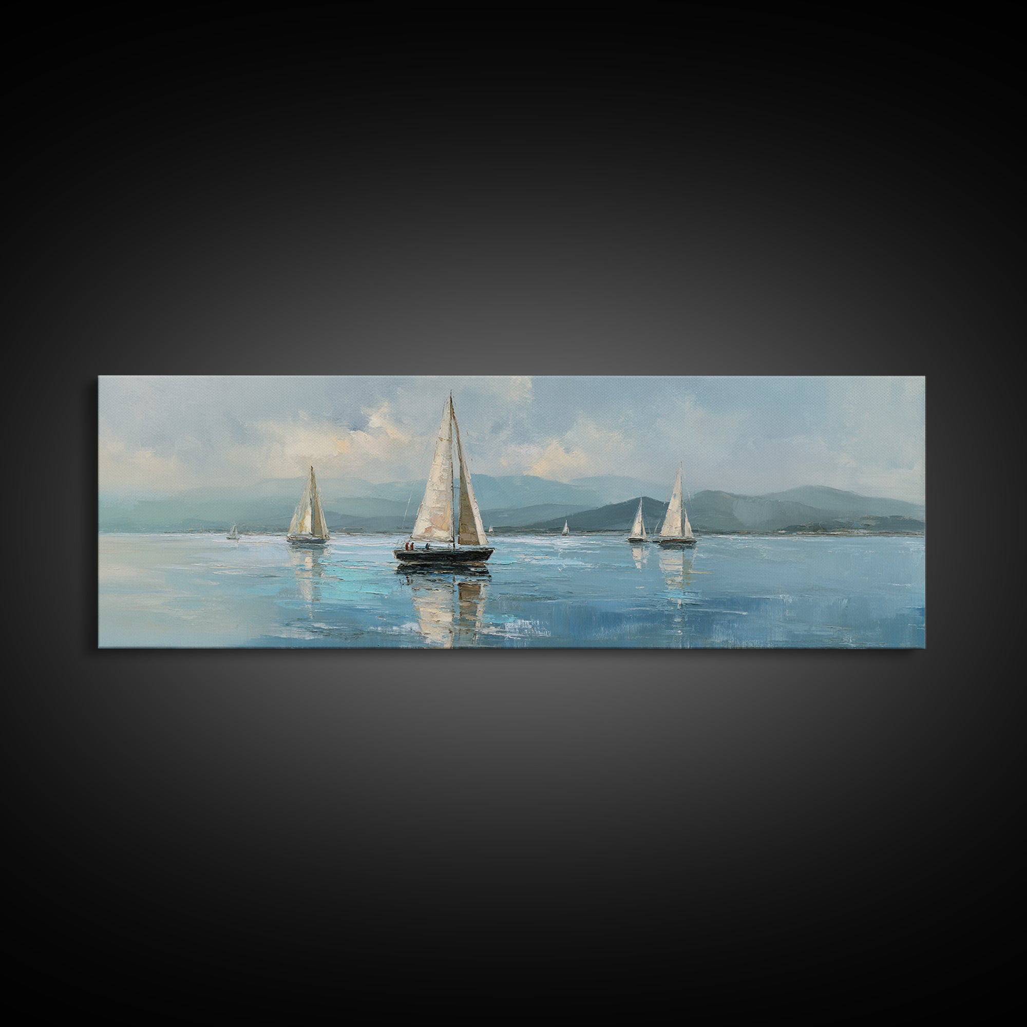 Quiet Sailboat on Calm Water Canvas Print, Waiting Room Art, Original Art, Waiting Room Decor, Fine Art, Calm, Office Art, WRA-3x1-83