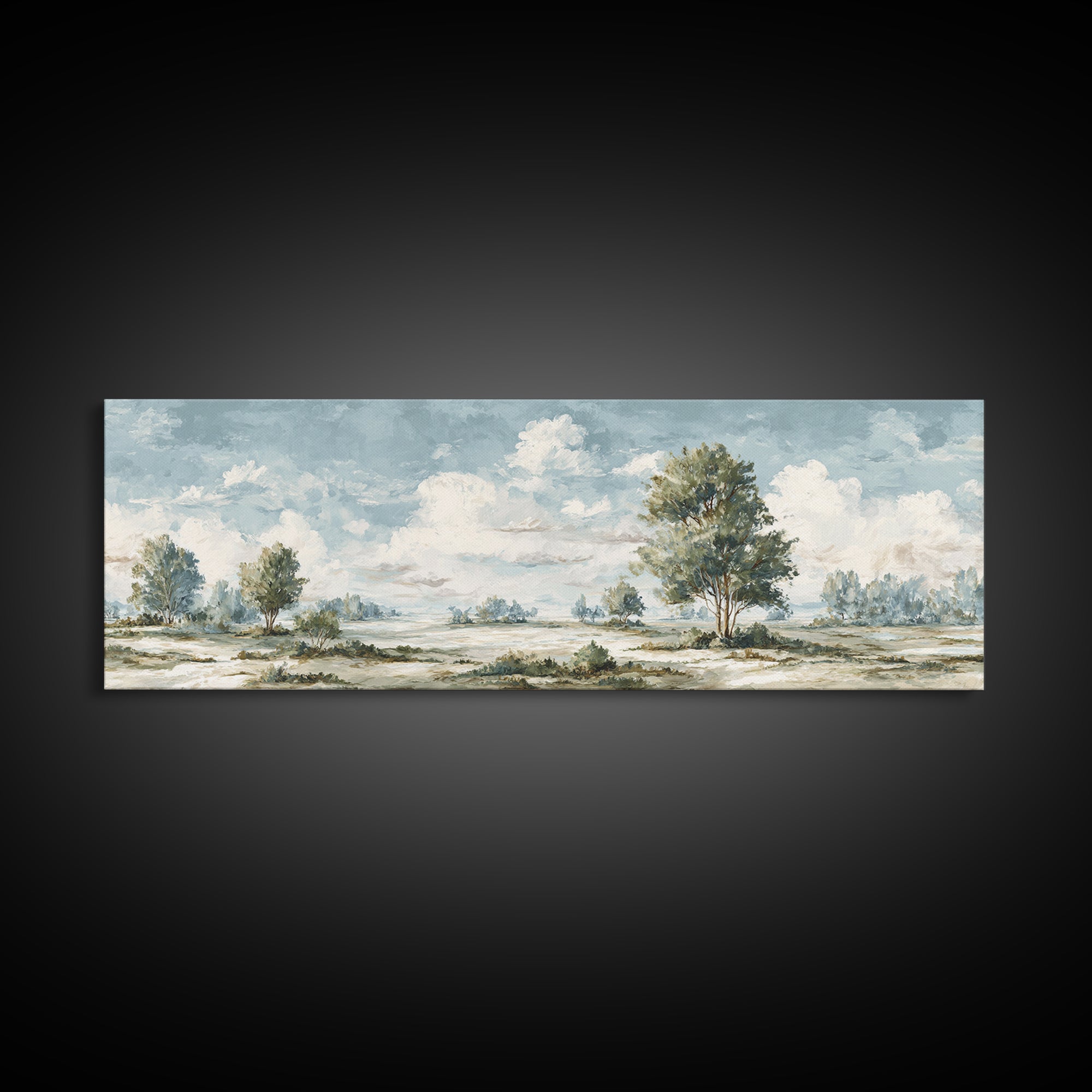Open Field with Distant Tree Framed Canvas Print, Waiting Room Art, Abstract Art, Waiting Room Decor, Fine Art, Calm, WRA-3x1-87