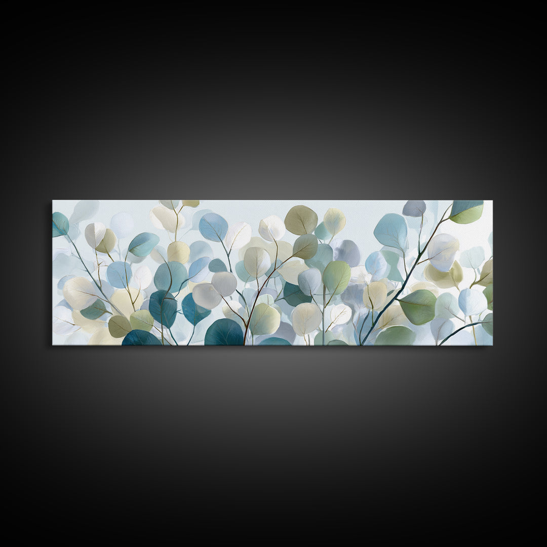 Clean Eucalyptus Leaf Study Framed Canvas Print, Waiting Room Art, Office Wall Art, Waiting Room Decor, Fine Art, Calm, WRA-3x1-9