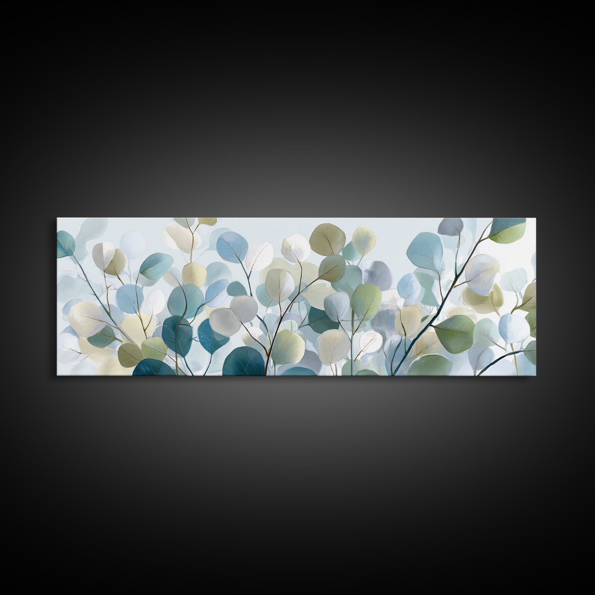 Clean Eucalyptus Leaf Study Framed Canvas Print, Waiting Room Art, Office Wall Art, Waiting Room Decor, Fine Art, Calm, WRA-3x1-9