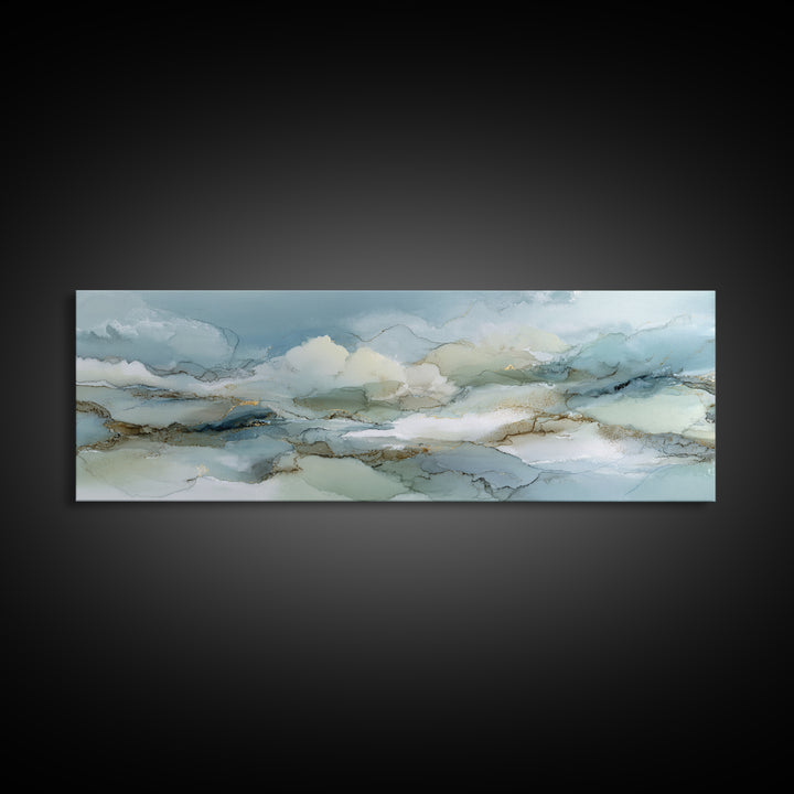 Soft Abstract Waves Framed Canvas Print, Waiting Room Art, Abstract, Waiting Room Decor, Abstract Art, Calm, Modern Decor, WRA-3x1-90