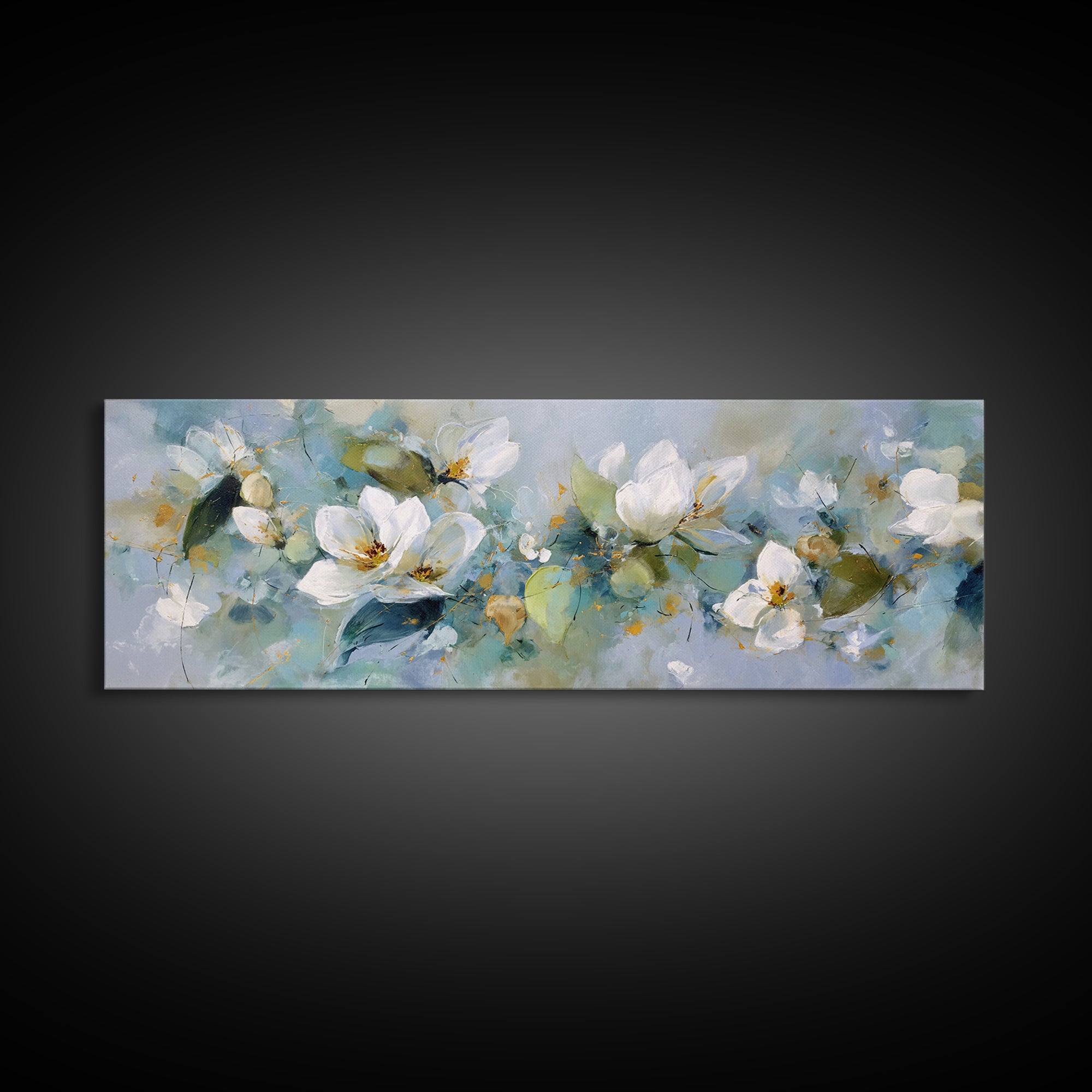 White Orchid on Light Gray Ground Canvas Print, Waiting Room Art, Textured Painting, Waiting Room Decor, Oil Painting, Calm, WRA-3x1-95