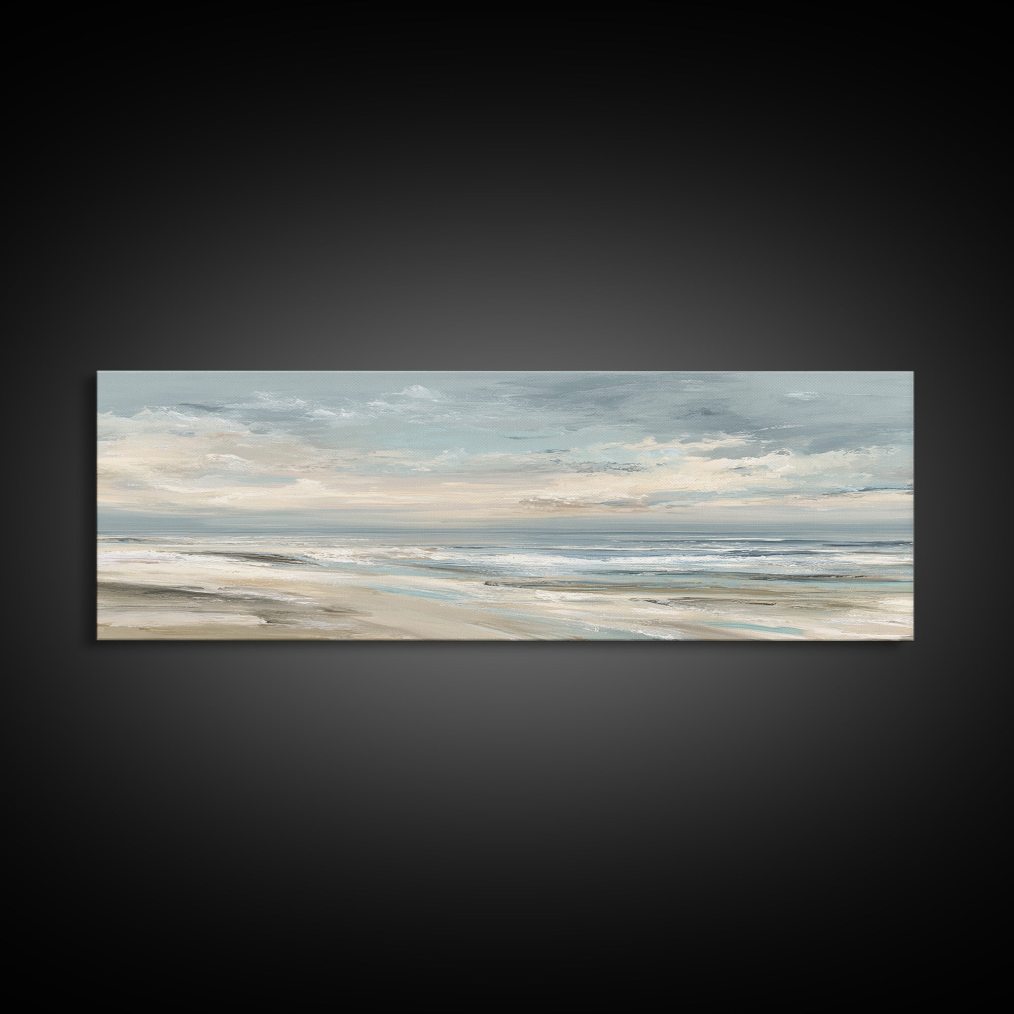 Coastal Horizon with Pale Sand and Water Canvas Print, Waiting Room Art, Gallery Decor, Waiting Room Decor, Fine Art, Calm, WRA-3x1-97