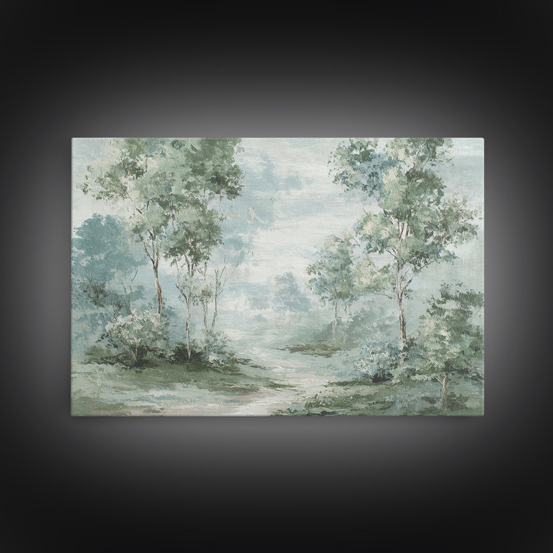 Misty Forest Path Framed Canvas Print, Waiting Room Art, Printable Art, Waiting Room Decor, Fine Art, Calm, Digital Art Print, WRA-3x2-15