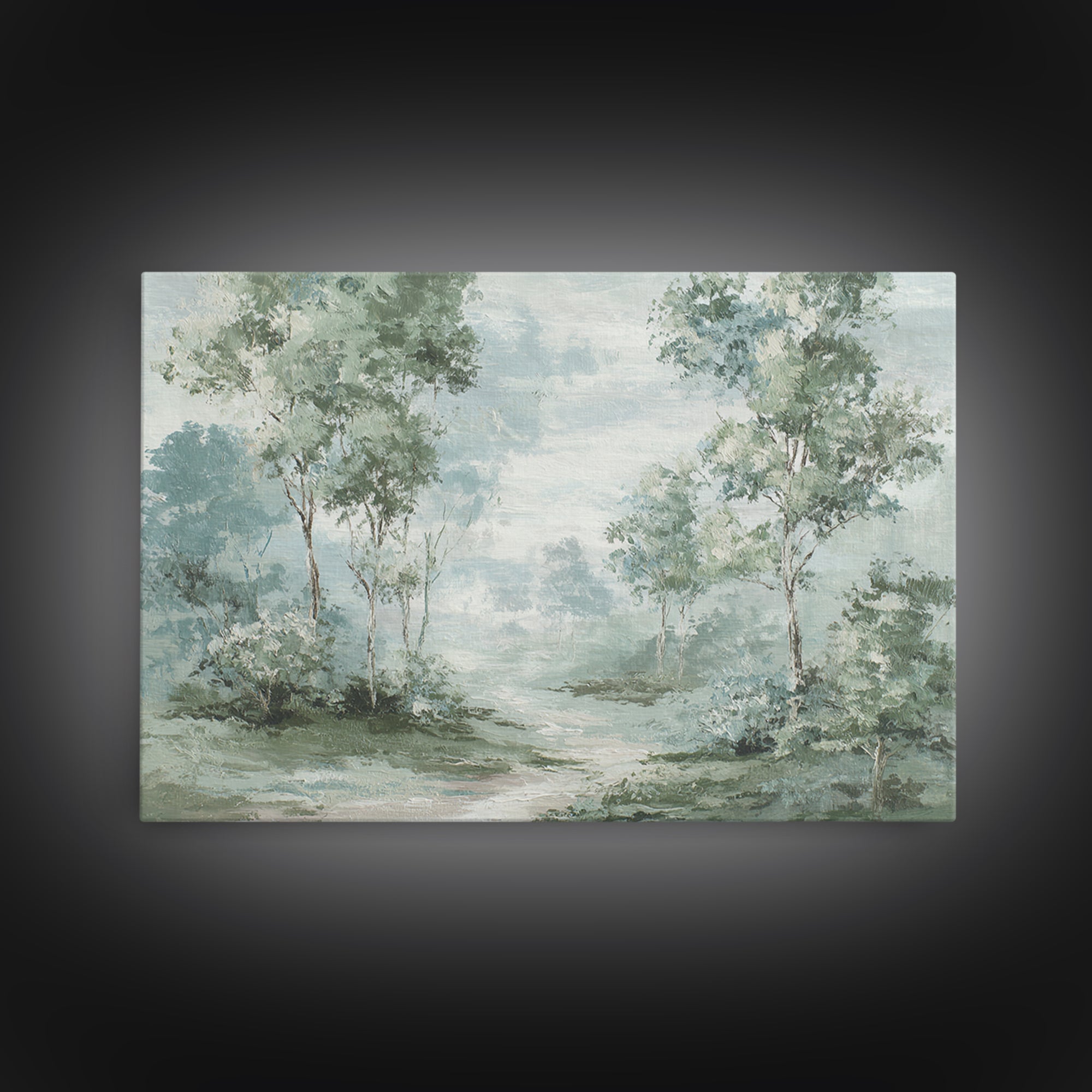 Misty Forest Path Framed Canvas Print, Waiting Room Art, Printable Art, Waiting Room Decor, Fine Art, Calm, Digital Art Print, WRA-3x2-15