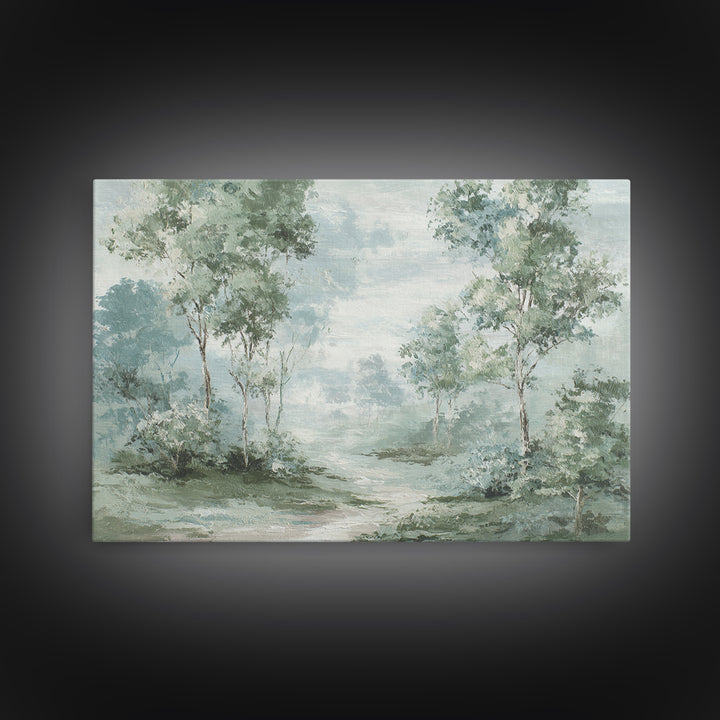 Misty Forest Path Framed Canvas Print, Waiting Room Art, Printable Art, Waiting Room Decor, Fine Art, Calm, Digital Art Print, WRA-3x2-15