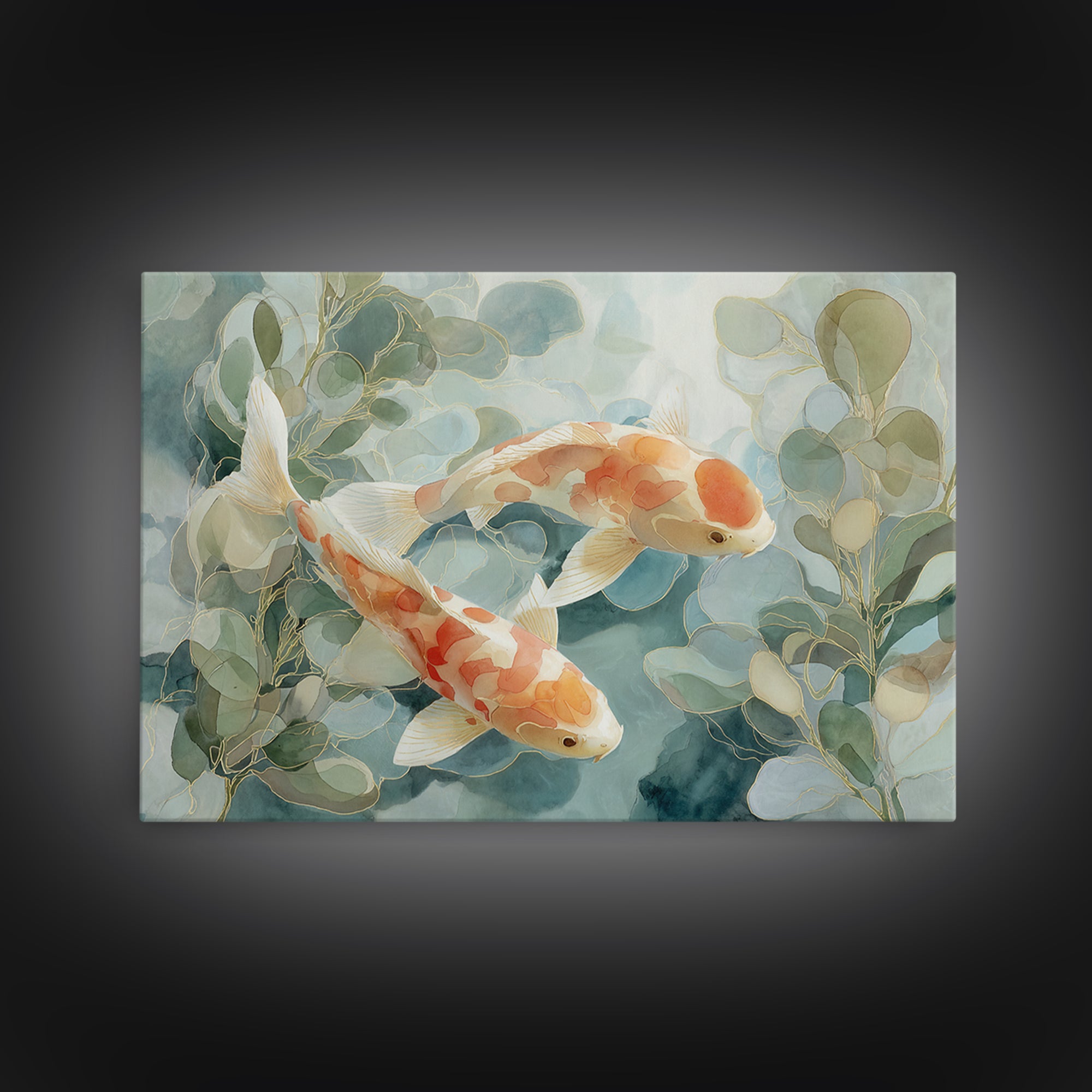 Gentle Koi Fish Canvas Print, Waiting Room Art, Office Wall Art, Waiting Room Decor, Watercolor Art, Calm, Dental Wall Art, WRA-3x2-26
