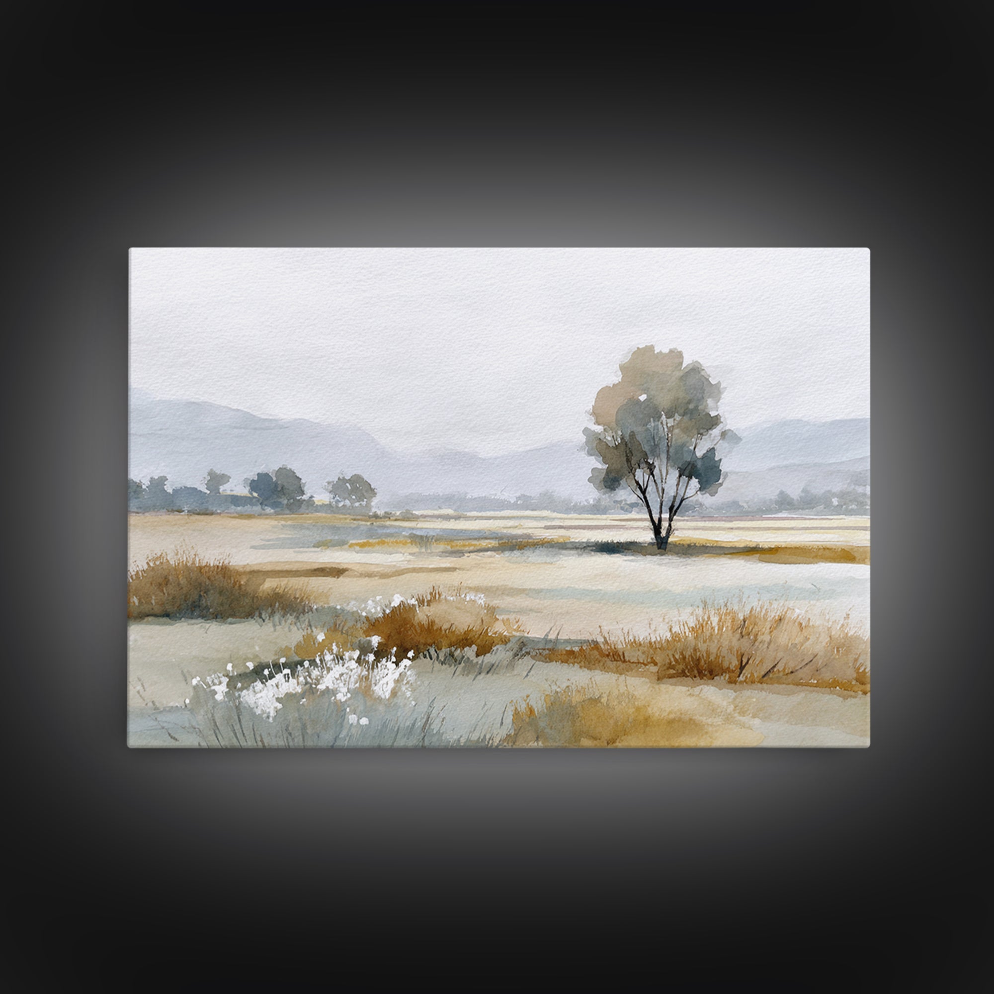 Open Field with Distant Tree Canvas Print, Waiting Room Art, Modern Art, Waiting Room Decor, Calm, Therapy Office Decor, WRA-3x2-3