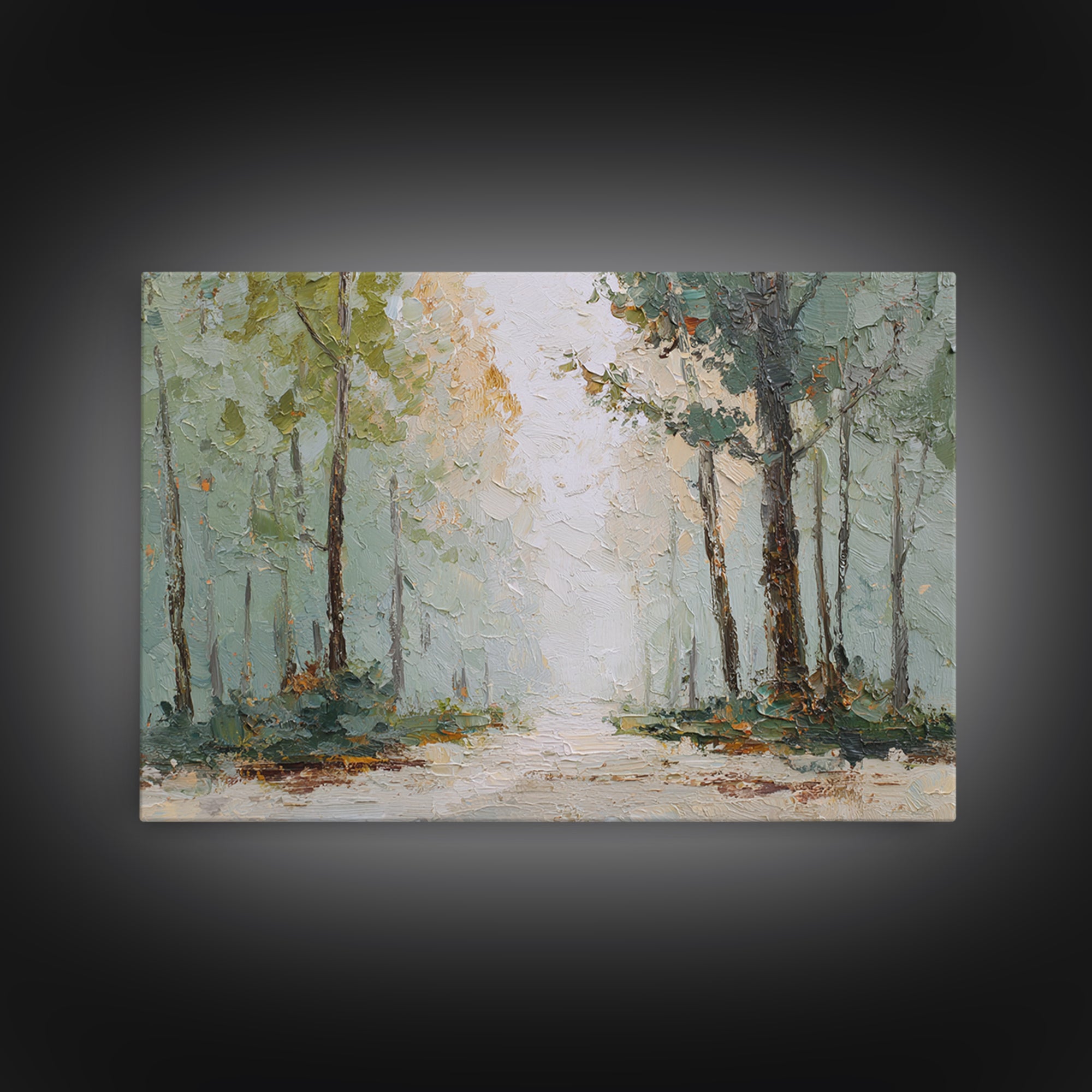 Misty Forest Path Framed Canvas Print, Waiting Room Art, Neutral Decor, Waiting Room Decor, Fine Art, Calm, Wall Art, WRA-3x2-39