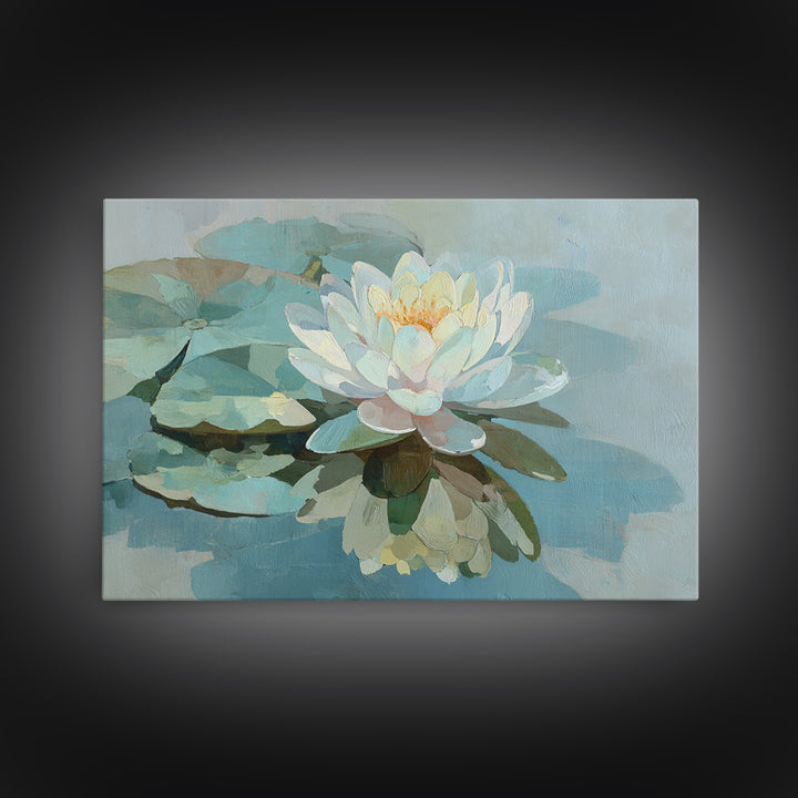 Lotus Flower on Still Water Canvas Print, Waiting Room Art, Fine Art, Waiting Room Decor, Calm, Minimalist Decor, WRA-3x2-43