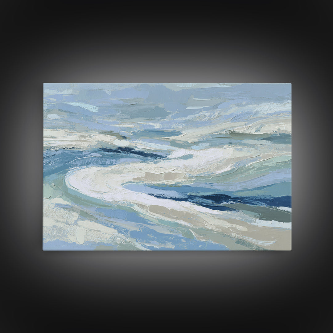 Soft Abstract Waves Framed Canvas Print, Waiting Room Art, Wall Sculpture, Waiting Room Decor, Fine Art, Calm, Dog Wall Art, WRA-3x2-6