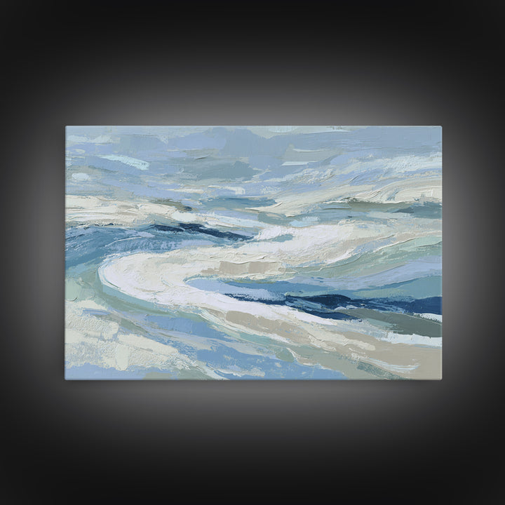 Soft Abstract Waves Framed Canvas Print, Waiting Room Art, Wall Sculpture, Waiting Room Decor, Fine Art, Calm, Dog Wall Art, WRA-3x2-6