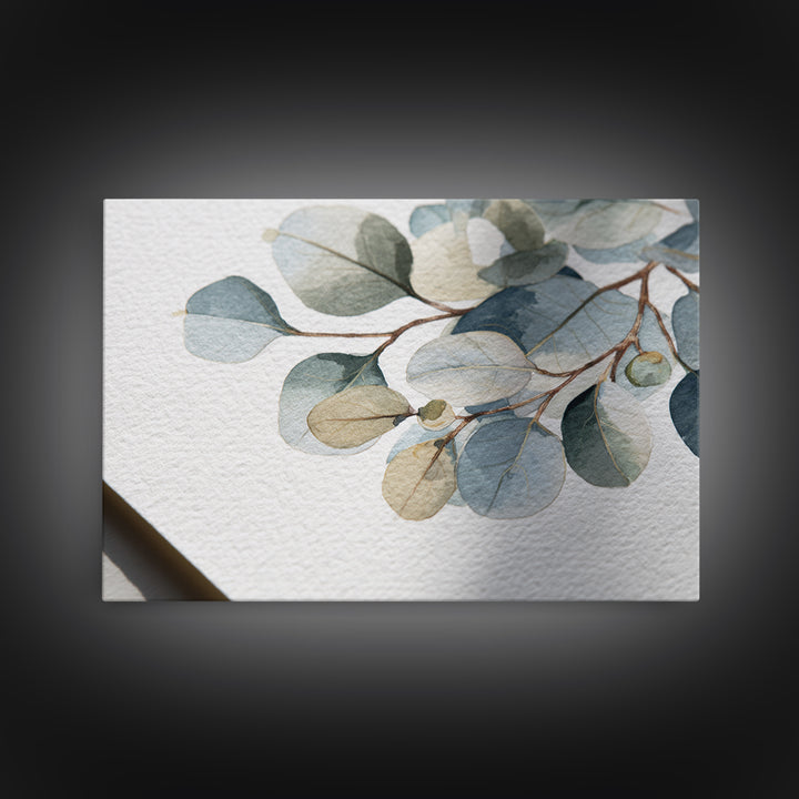 Clean Eucalyptus Leaf Study Framed Canvas Print, Waiting Room Art, Dog Wall Art, Waiting Room Decor, Fine Art, Calm, Boho Decor, WRA-3x2-69