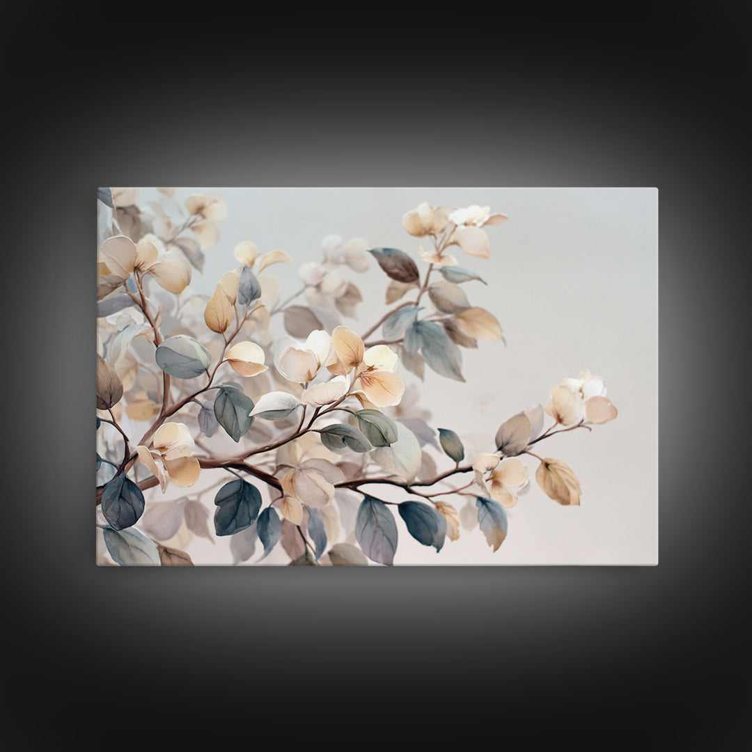 Neutral Botanical Branch Framed Canvas Print, Waiting Room Art, Home Decor, Waiting Room Decor, Fine Art, Calm, Modern Art, WRA-3x2-7