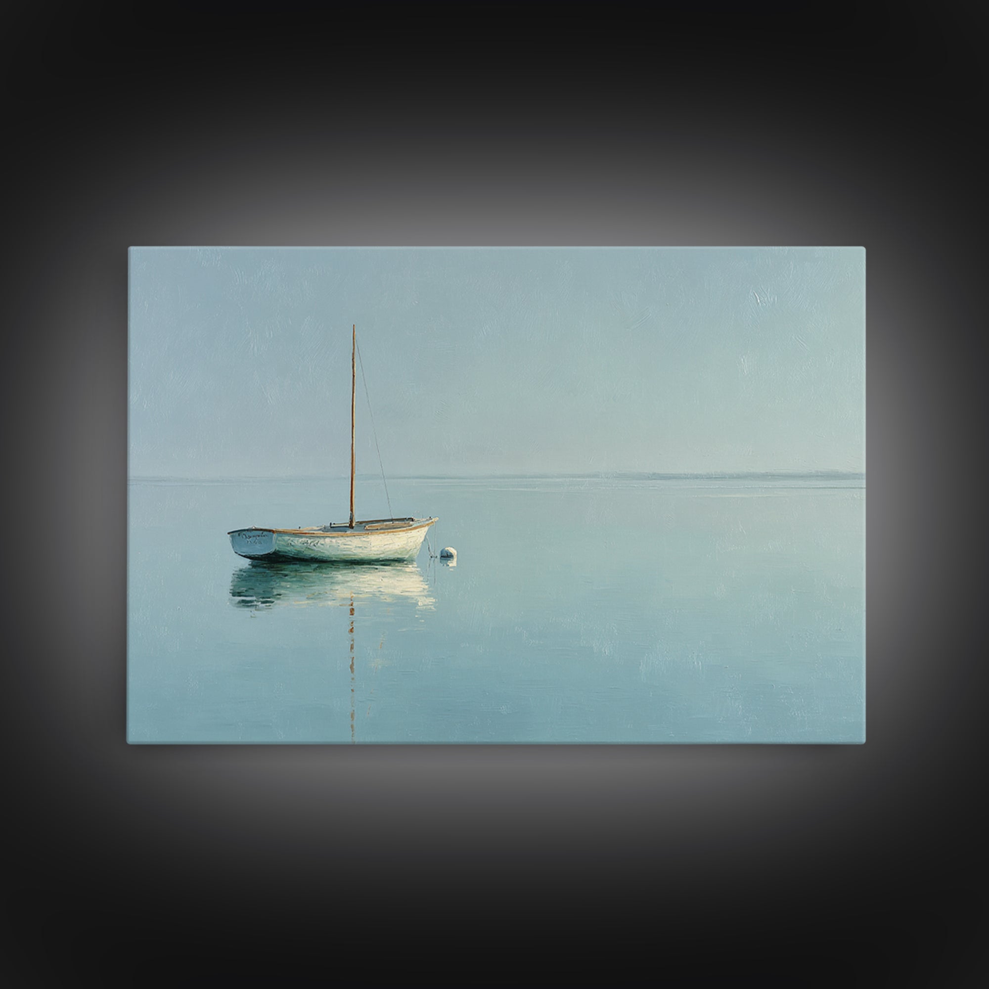 Quiet Sailboat on Calm Water Framed Canvas Print, Waiting Room Art, Office Art, Waiting Room Decor, Watercolor Art, Calm, WRA-3x2-71