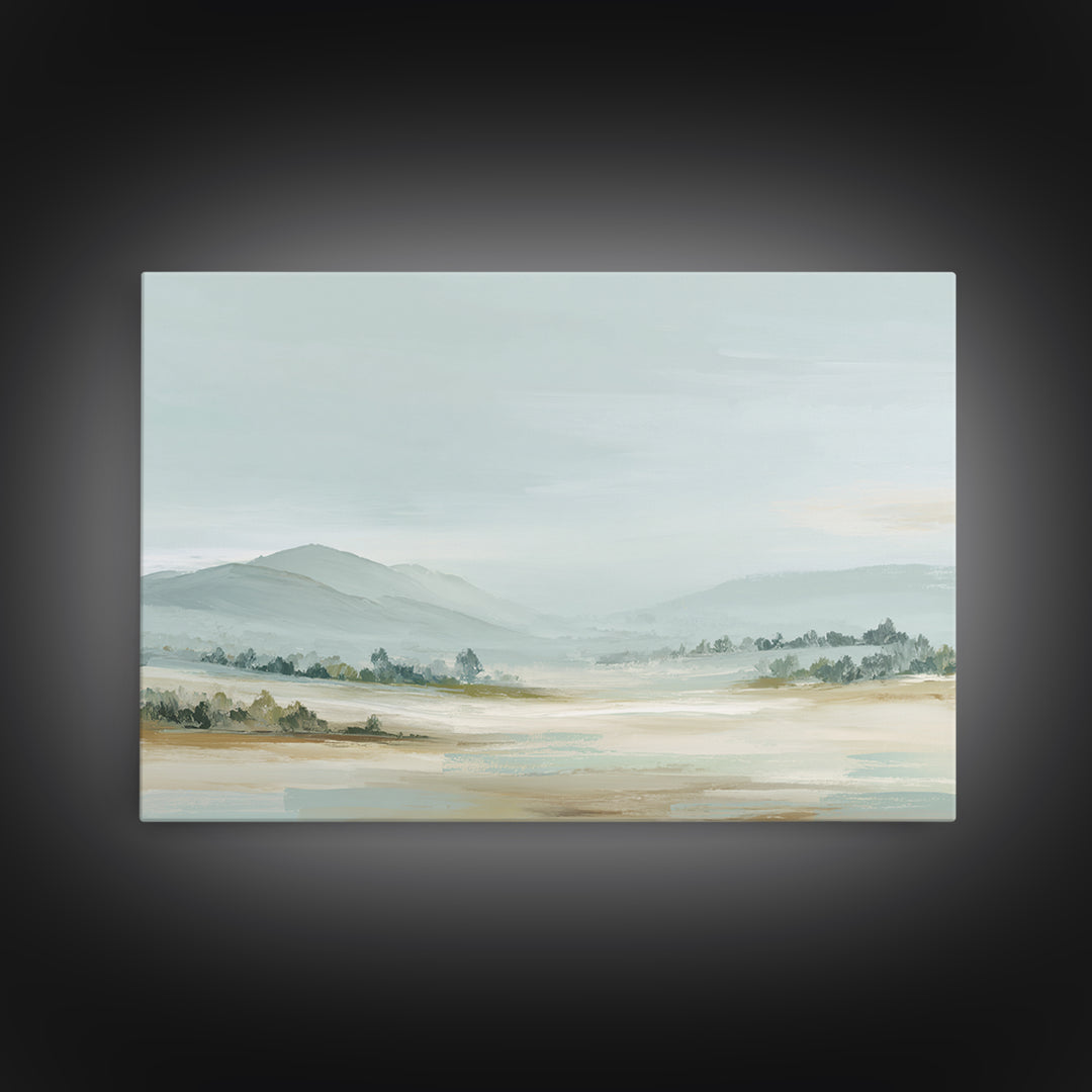 Calming Landscape with Open Sky and Gentle Framed Canvas Print, Waiting Room Art, Gallery Decor, Waiting Room Decor, Calm, WRA-3x2-77