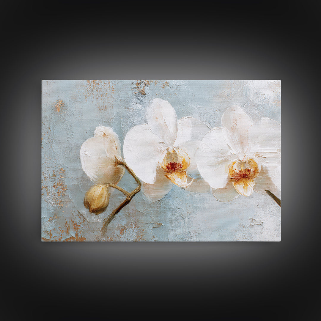White Orchid on Light Gray Ground Canvas Print, Waiting Room Art, Wall Art, Waiting Room Decor, Fine Art, Calm, Floral Wall Art, WRA-3x2-83