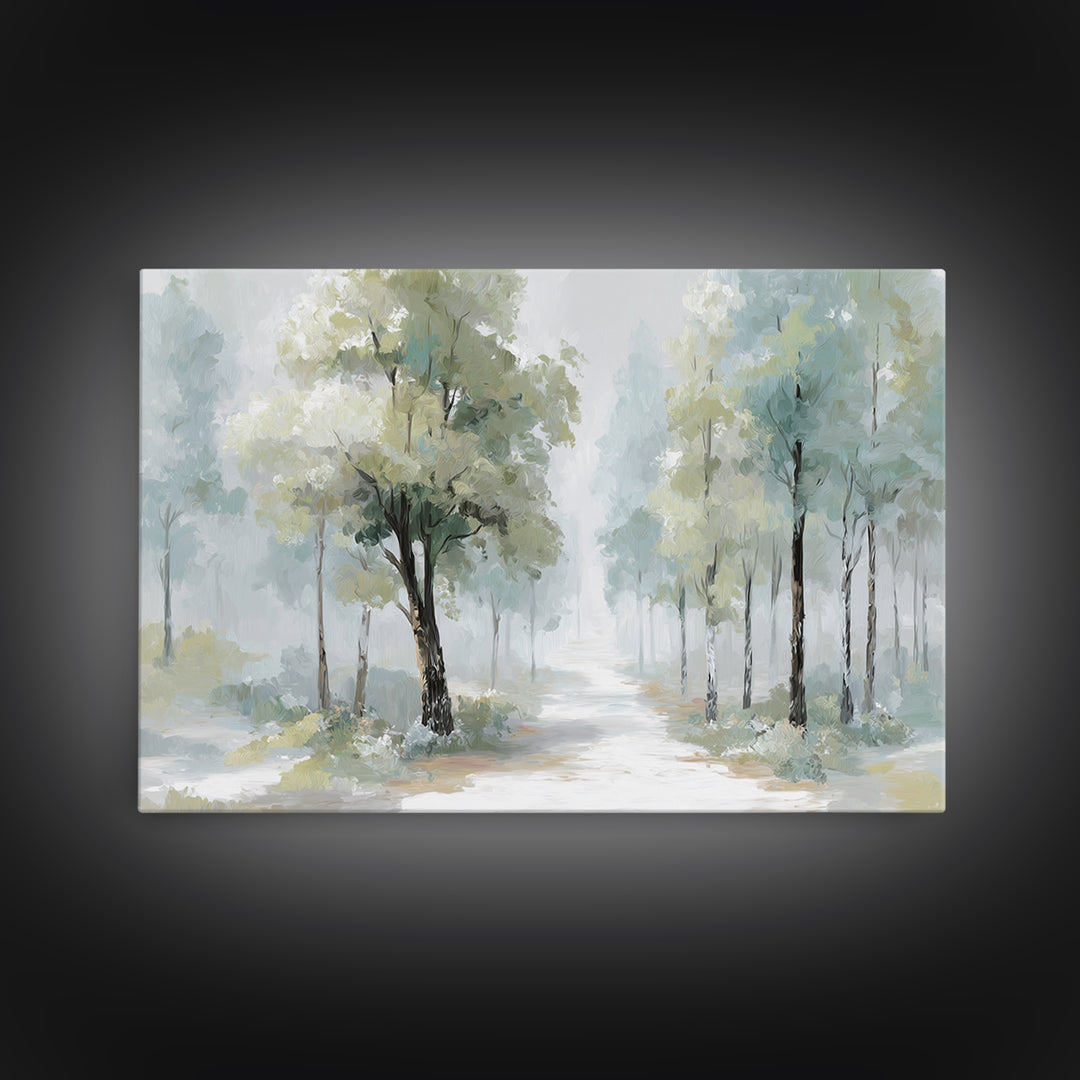Misty Forest Path Framed Canvas Print, Waiting Room Art, Fine Art Print, Waiting Room Decor, Fine Art, Calm, Wall Decor, WRA-3x2-87