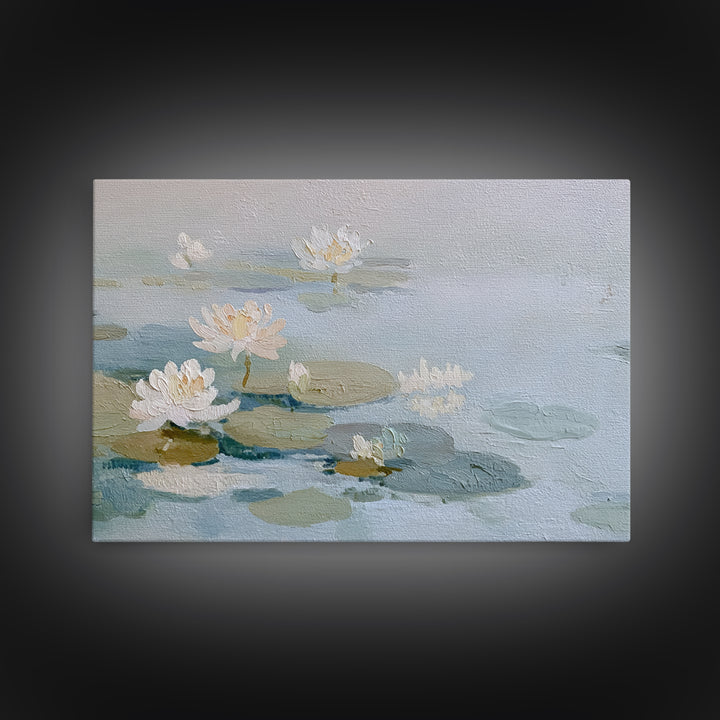 Lotus Flower on Still Water Framed Canvas Print, Waiting Room Art, Art, Waiting Room Decor, Watercolor Art, Calm, Bauhaus Print, WRA-3x2-91