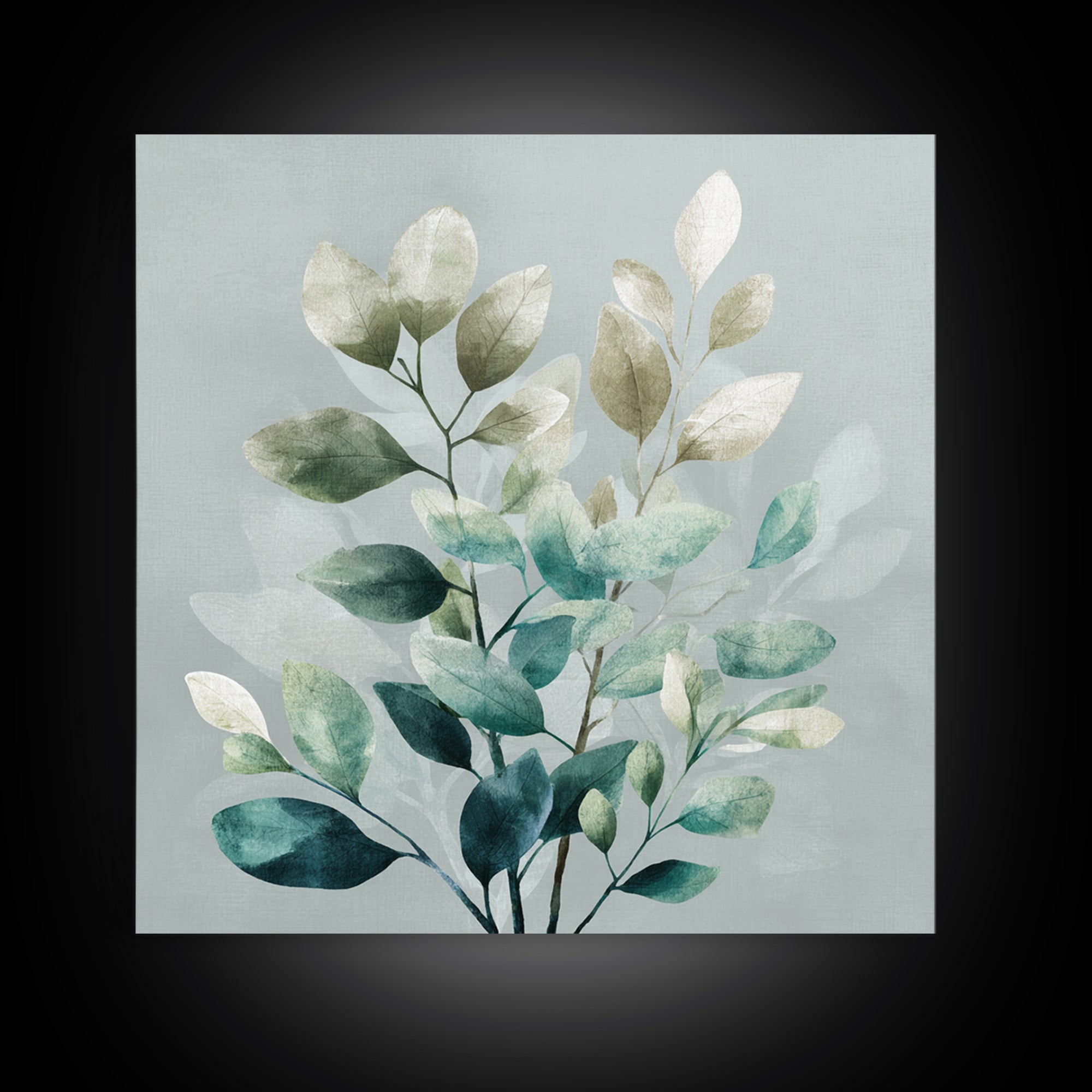 Sage Green Botanical Branch Study Canvas Print, Yoga Studio Art, Spiritual Wall Art, Yoga Studio Decor, Fine Art, Balance, YSA-1x1-17