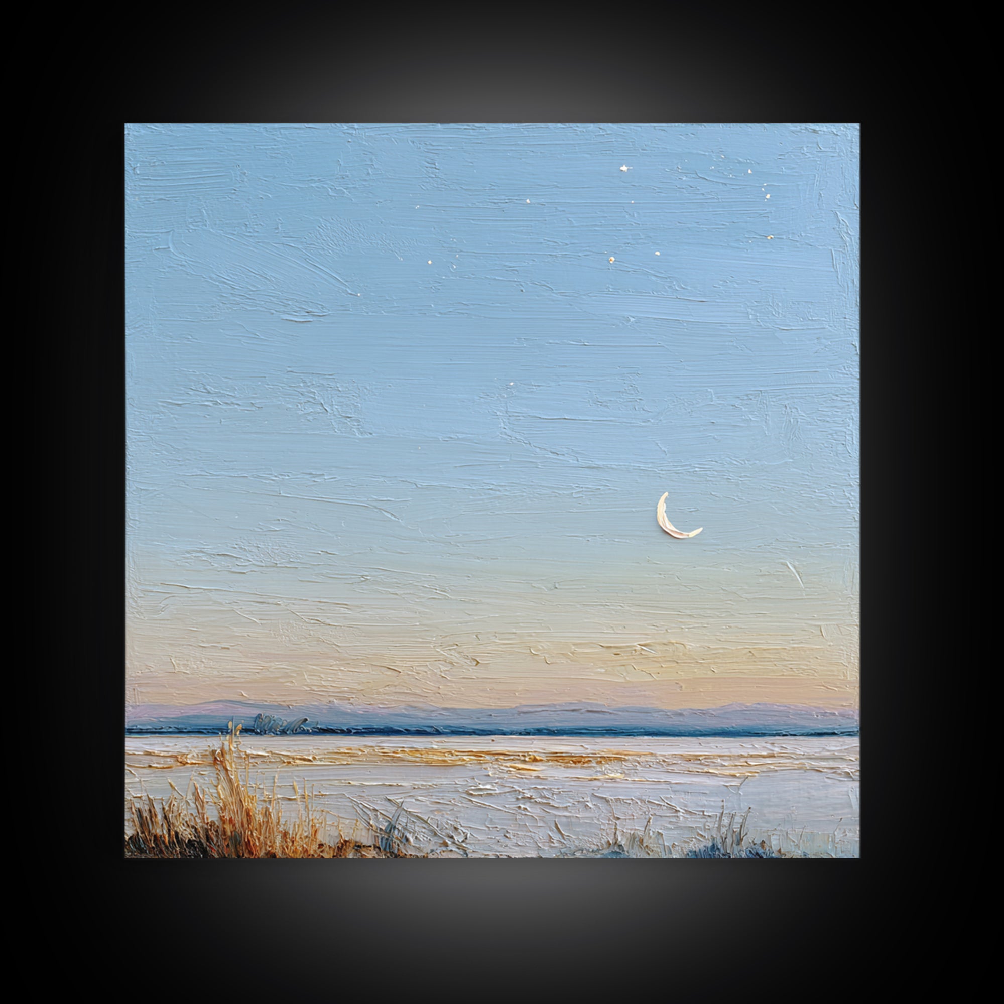 Crescent Moon and Stars Canvas Print, Yoga Studio Art, Nature Prints, Yoga Studio Decor, Fine Art, Balance, Boho Wall Hanging, YSA-1x1-18