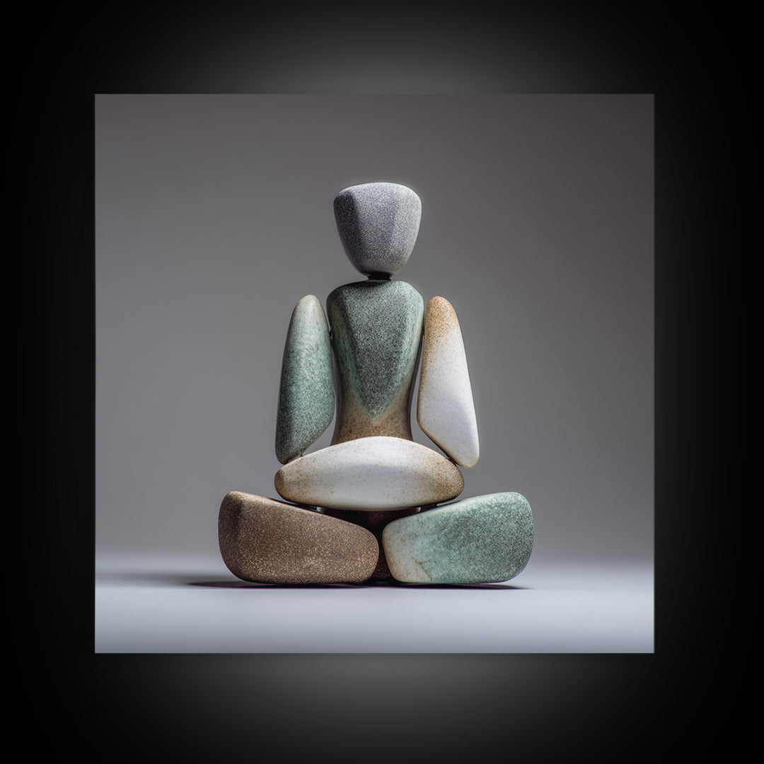Seated Meditation Figure Canvas Print, Yoga Studio Art, Neutral Decor, Yoga Studio Decor, Oil Painting, Balance, Home Decor, YSA-1x1-49