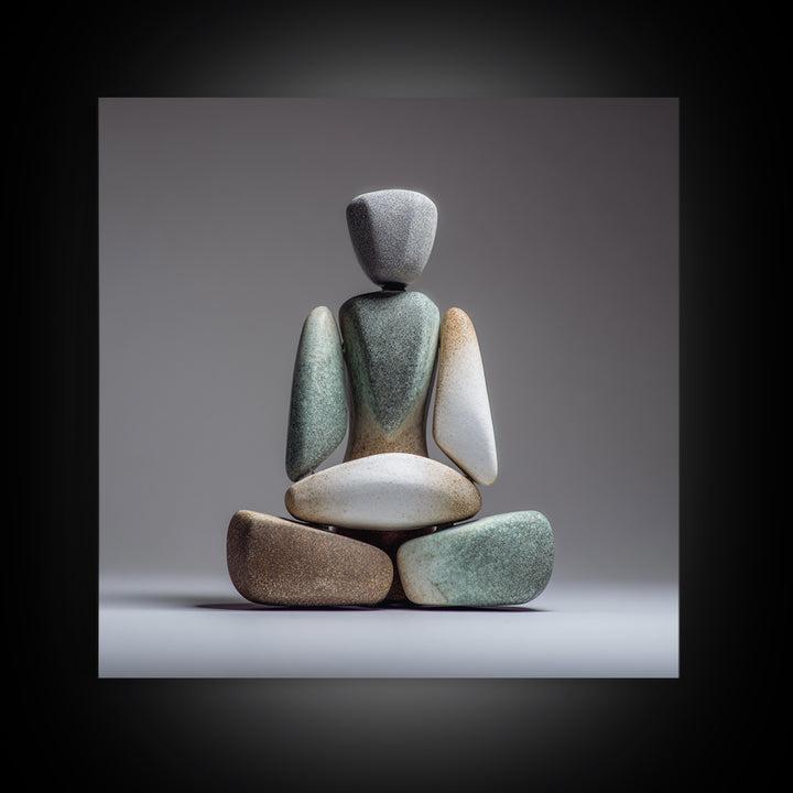 Seated Meditation Figure Canvas Print, Yoga Studio Art, Neutral Decor, Yoga Studio Decor, Oil Painting, Balance, Home Decor, YSA-1x1-49