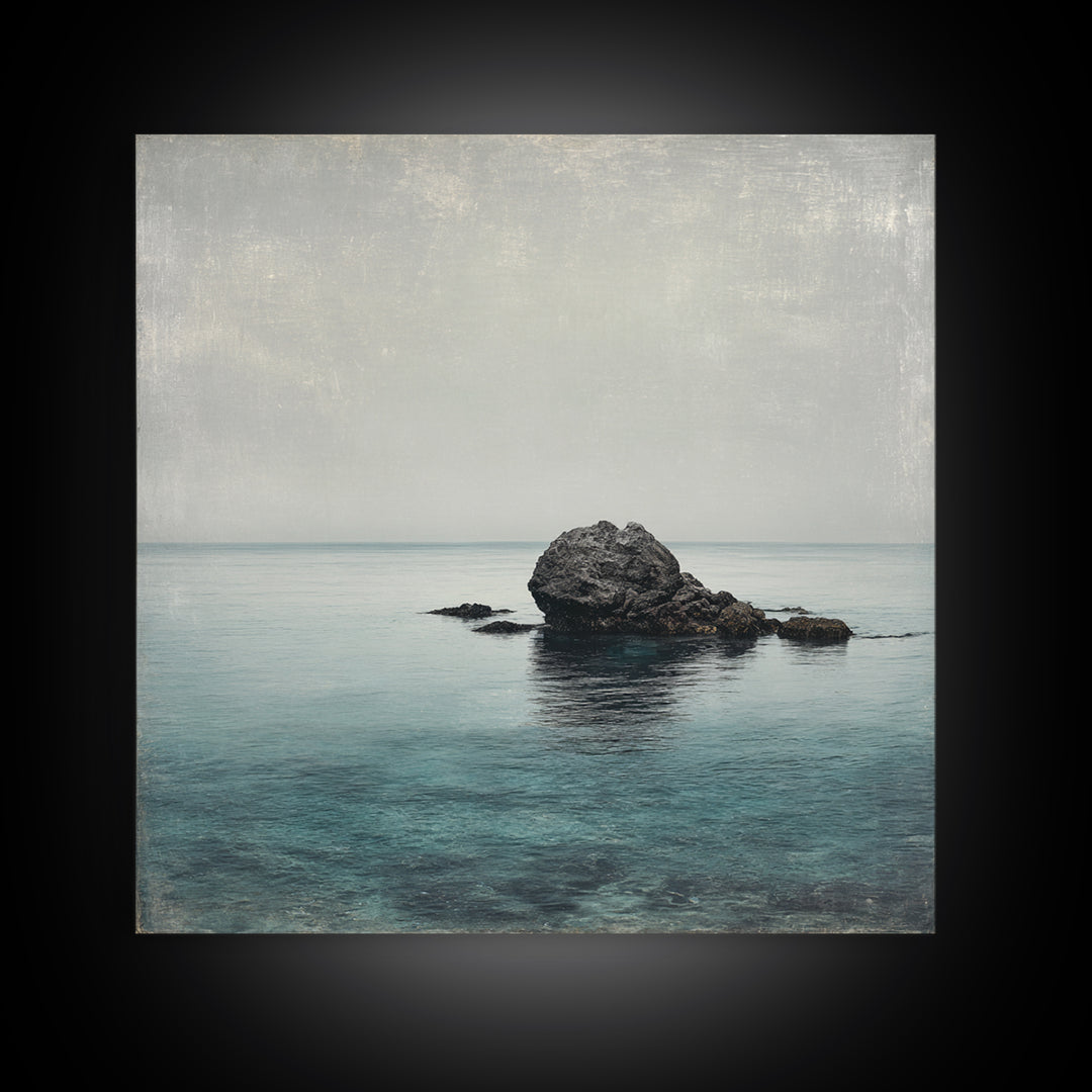 Ocean Horizon with Meditative Stillness Framed Canvas Print, Yoga Studio Art, Mandala Wall Art, Yoga Studio Decor, Balance, YSA-1x1-64