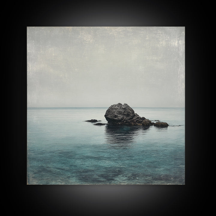 Ocean Horizon with Meditative Stillness Framed Canvas Print, Yoga Studio Art, Mandala Wall Art, Yoga Studio Decor, Balance, YSA-1x1-64