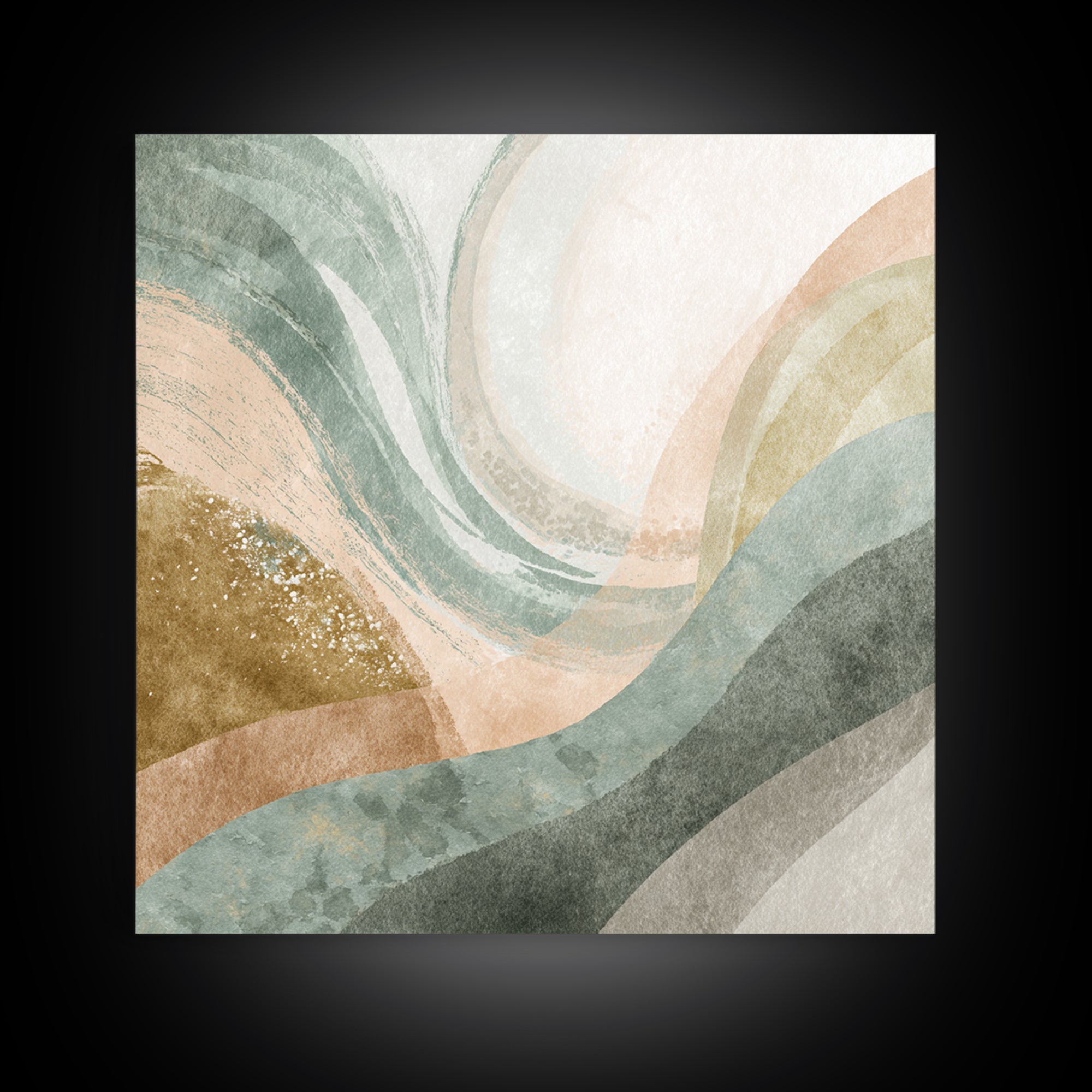 Abstract Breath Waves Framed Canvas Print, Yoga Studio Art, Modern Decor, Yoga Studio Decor, Fine Art, Balance, Art Print, YSA-1x1-79