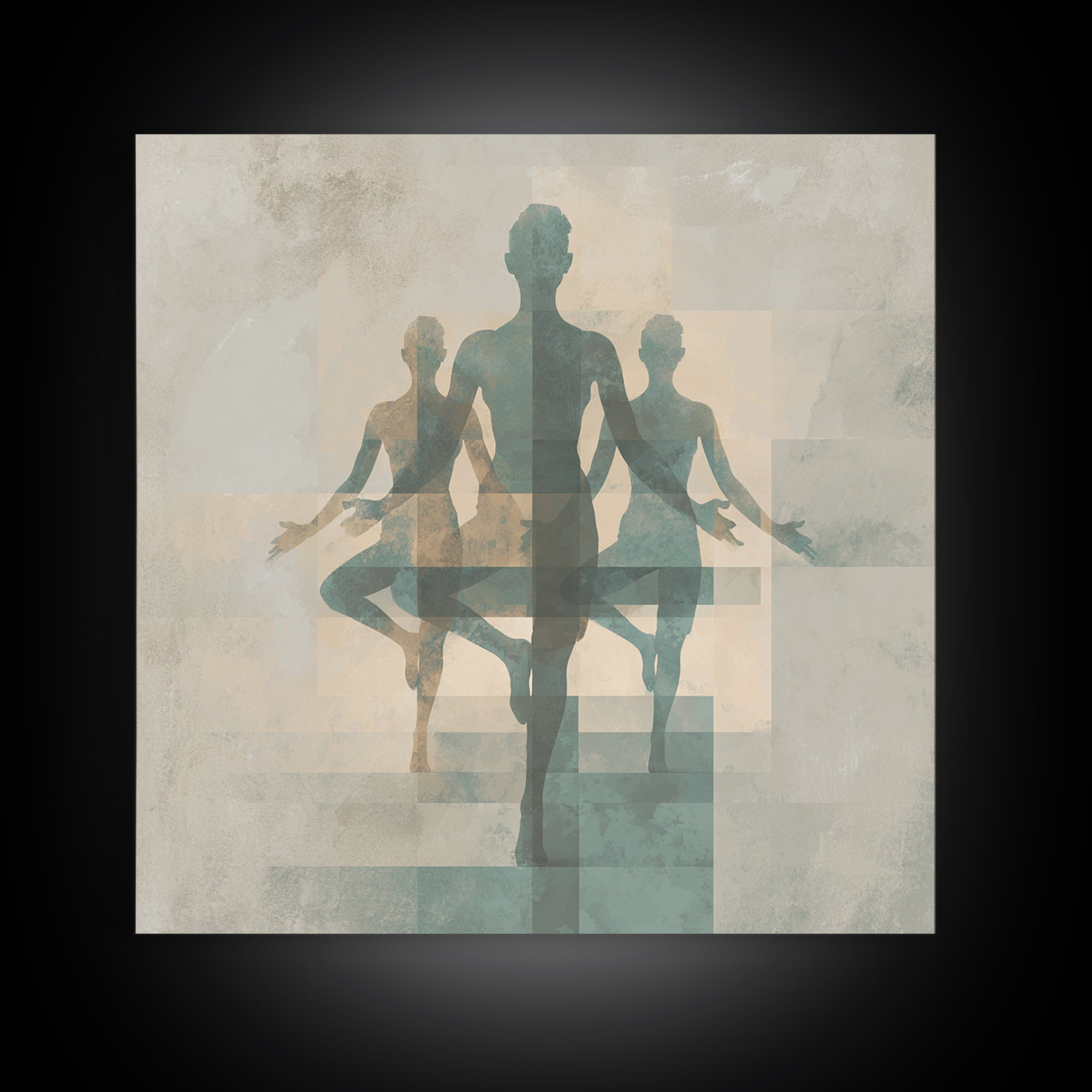 Sun Salutation Silhouette Sequence Without Text Canvas Print, Yoga Studio Art, Wall Art Print, Yoga Studio Decor, Balance, YSA-1x1-8