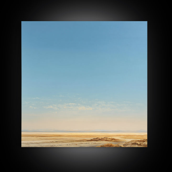 Peaceful Desert Horizon Framed Canvas Print, Yoga Studio Art, Feminine Wall Art, Yoga Studio Decor, Fine Art, Balance, YSA-1x1-84